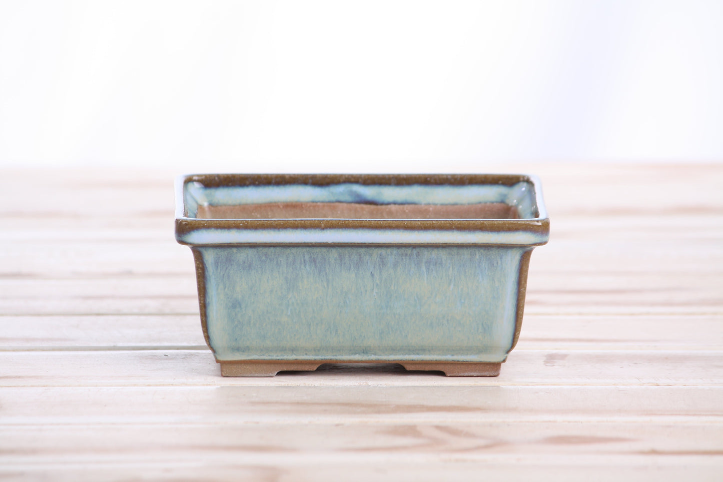Willow Bonsai Ceramics Rectangle Deep Bonsai Pot 5 Inch – Higher‑Profile Rectangular Ceramic Bonsai & Succulent Planter with Accentuated Rim, High‑Fired Frost‑Proof Stoneware, Handmade in USA (Glacier)