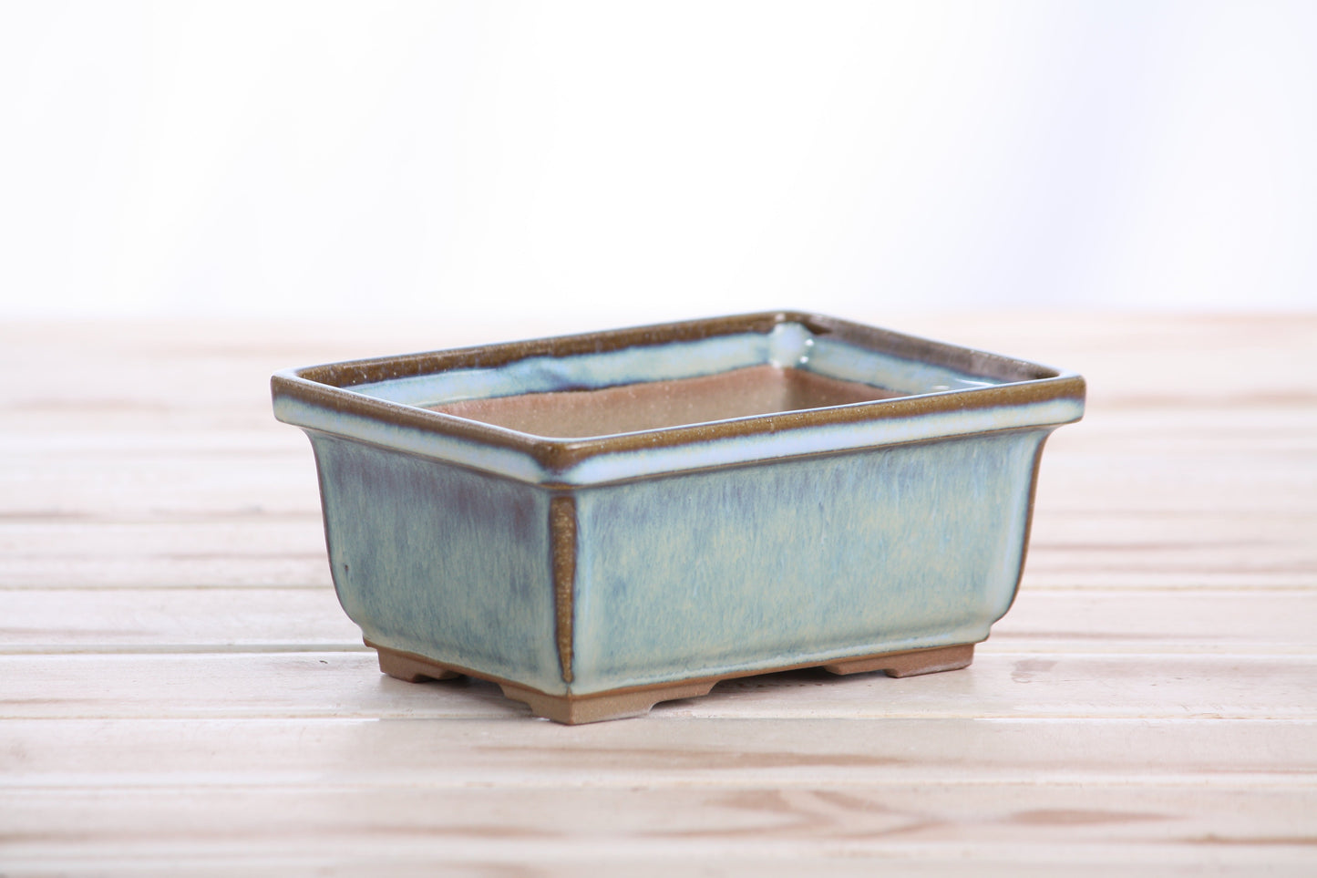 Willow Bonsai Ceramics Rectangle Deep Bonsai Pot 5 Inch – Higher‑Profile Rectangular Ceramic Bonsai & Succulent Planter with Accentuated Rim, High‑Fired Frost‑Proof Stoneware, Handmade in USA (Glacier)
