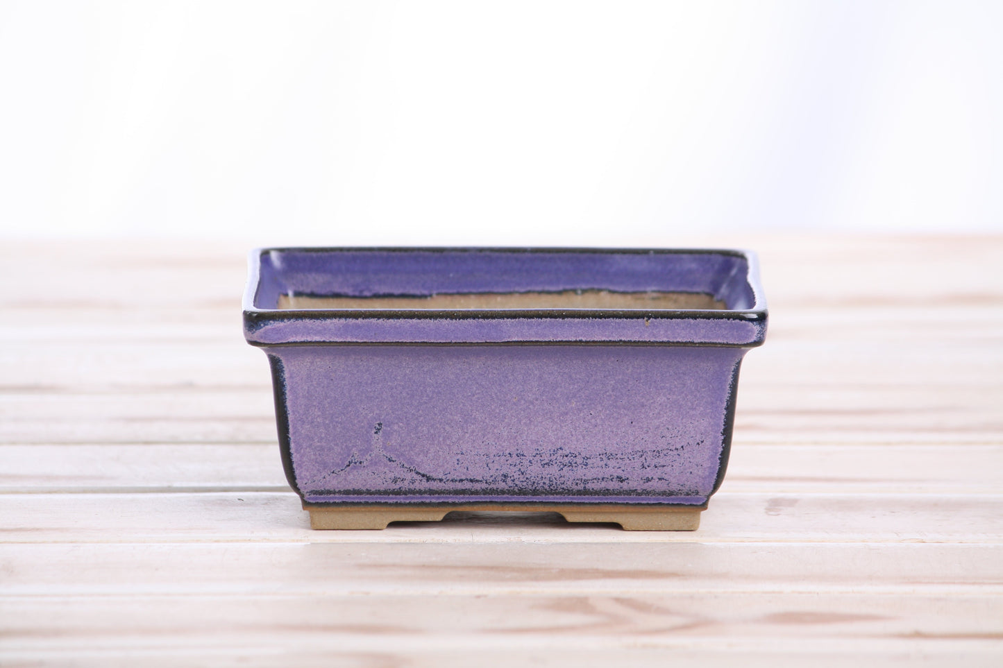 Willow Bonsai Ceramics Rectangle Deep Bonsai Pot 5 Inch – Higher‑Profile Rectangular Ceramic Bonsai & Succulent Planter with Accentuated Rim, High‑Fired Frost‑Proof Stoneware, Handmade in USA (Purple)