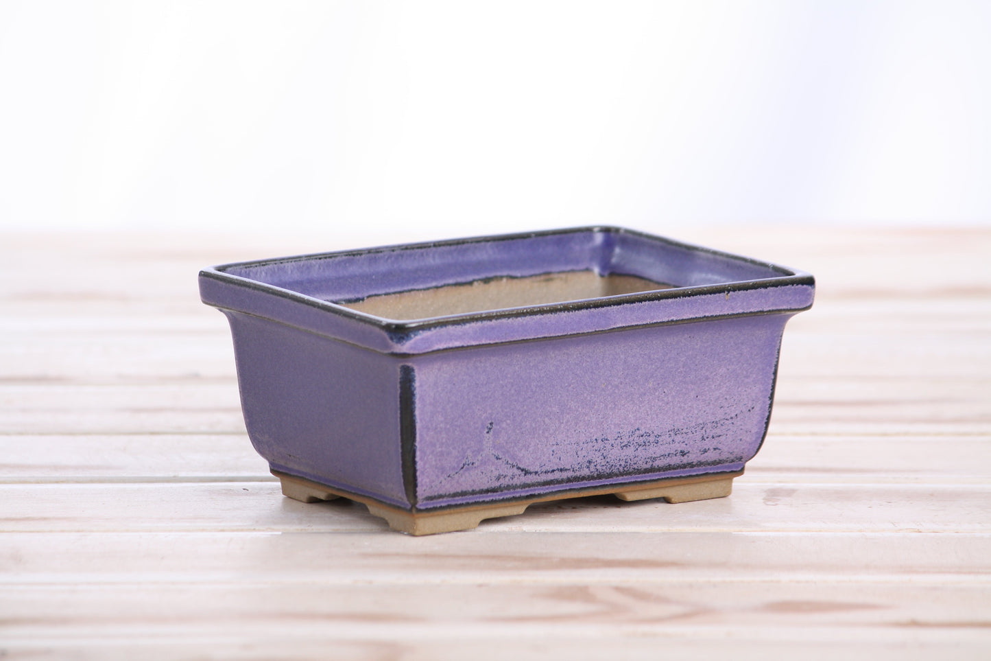 Willow Bonsai Ceramics Rectangle Deep Bonsai Pot 5 Inch – Higher‑Profile Rectangular Ceramic Bonsai & Succulent Planter with Accentuated Rim, High‑Fired Frost‑Proof Stoneware, Handmade in USA (Purple)