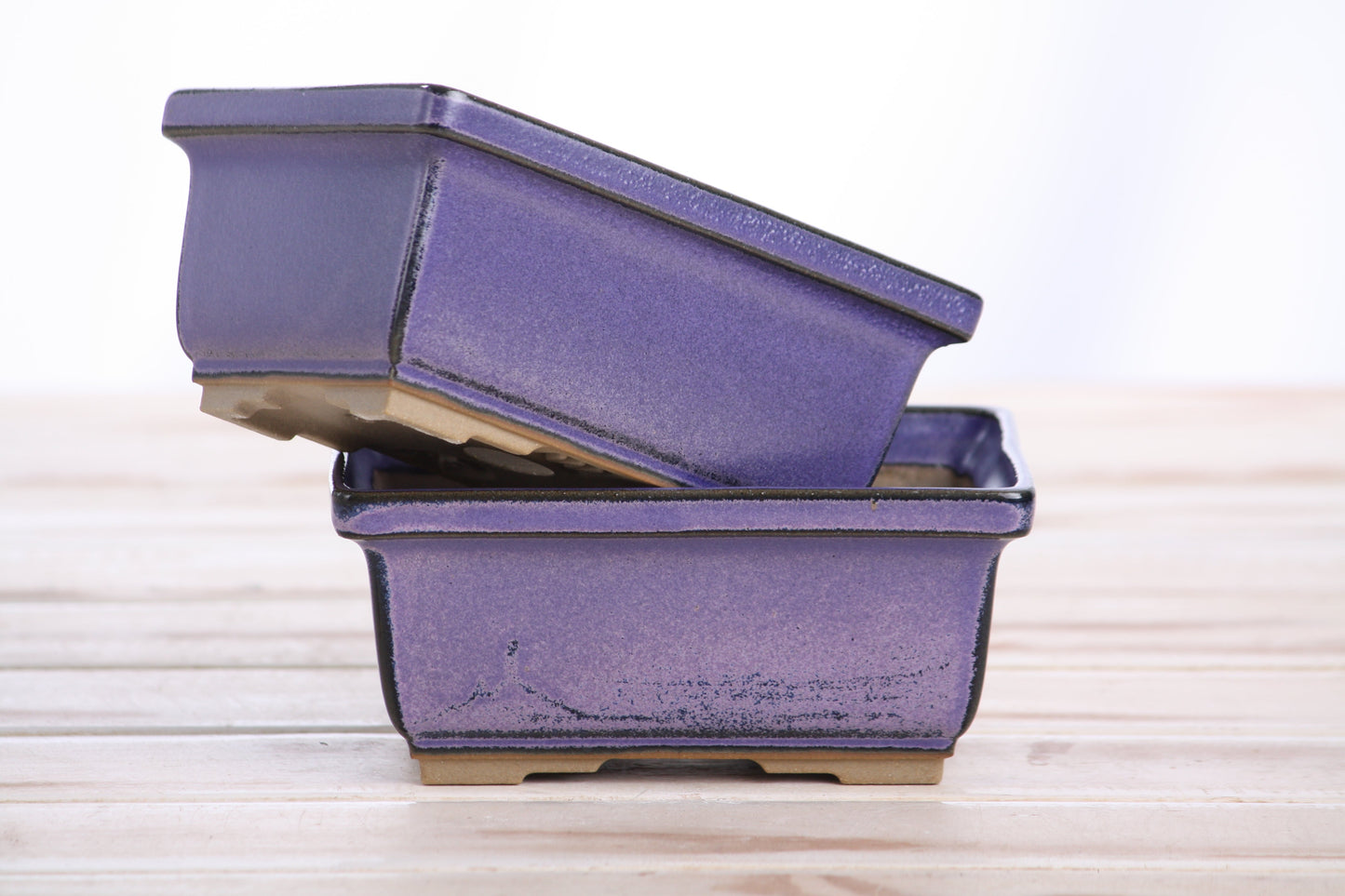 Willow Bonsai Ceramics Rectangle Deep Bonsai Pot 5 Inch – Higher‑Profile Rectangular Ceramic Bonsai & Succulent Planter with Accentuated Rim, High‑Fired Frost‑Proof Stoneware, Handmade in USA (Purple)