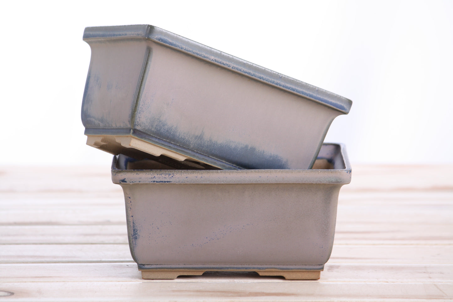 Willow Bonsai Ceramics Rectangle Deep Bonsai Pot 6 Inch – Higher‑Profile Rectangular Ceramic Bonsai & Succulent Planter with Accentuated Rim, High‑Fired Frost‑Proof Stoneware, Handmade in USA (Ocean)