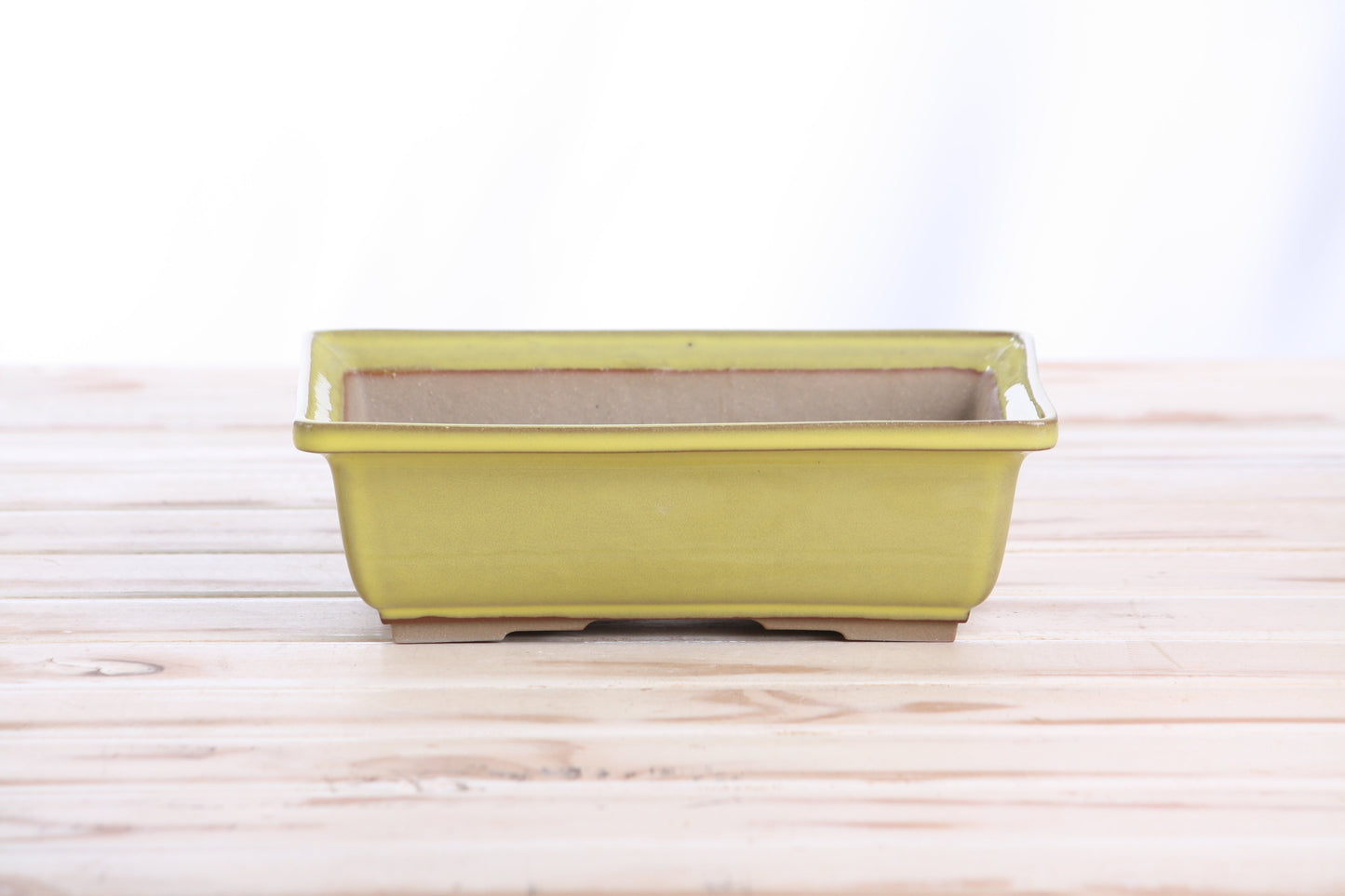 Willow Bonsai Ceramics Rectangle Bonsai Pot 8 Inch – Lower‑Profile Rectangular Ceramic Bonsai & Succulent Planter with Accentuated Rim, High‑Fired Frost‑Proof Stoneware, Handmade in USA (Yellow)