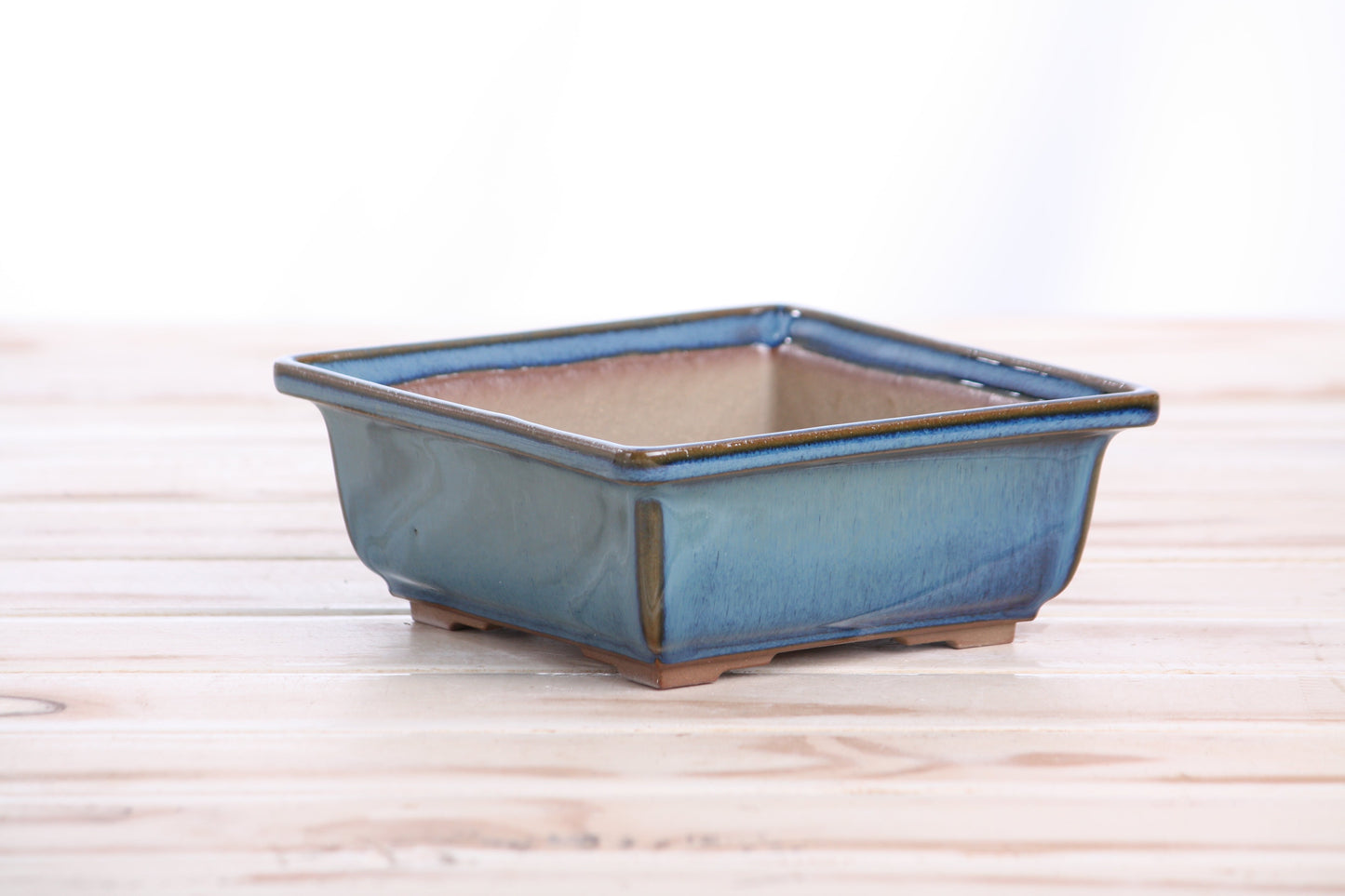 Willow Bonsai Ceramics Square Bonsai Pot 5.5 Inch – Low‑Profile Square Ceramic Bonsai & Succulent Planter with Accentuated Rim, High‑Fired Frost‑Proof Stoneware, Handmade in USA (Peacock 2025)