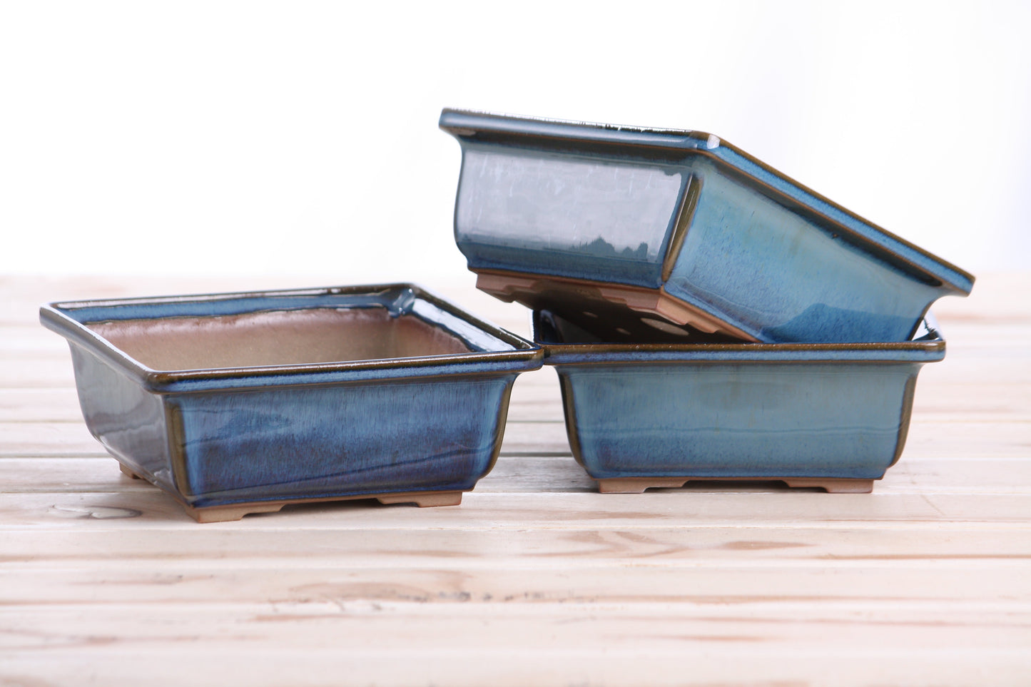 Willow Bonsai Ceramics Square Bonsai Pot 5.5 Inch – Low‑Profile Square Ceramic Bonsai & Succulent Planter with Accentuated Rim, High‑Fired Frost‑Proof Stoneware, Handmade in USA (Peacock 2025)