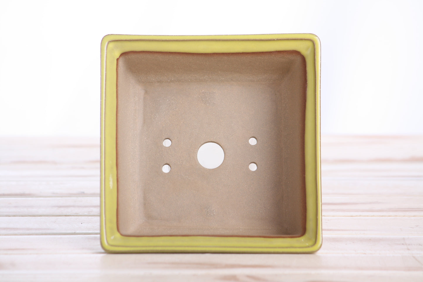 Willow Bonsai Ceramics Square Bonsai Pot 5.5 Inch – Low‑Profile Square Ceramic Bonsai & Succulent Planter with Accentuated Rim, High‑Fired Frost‑Proof Stoneware, Handmade in USA (Yellow)