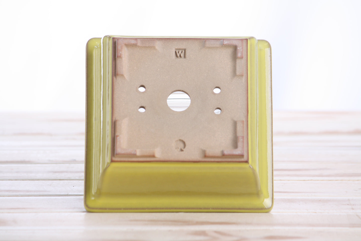 Willow Bonsai Ceramics Square Bonsai Pot 5.5 Inch – Low‑Profile Square Ceramic Bonsai & Succulent Planter with Accentuated Rim, High‑Fired Frost‑Proof Stoneware, Handmade in USA (Yellow)