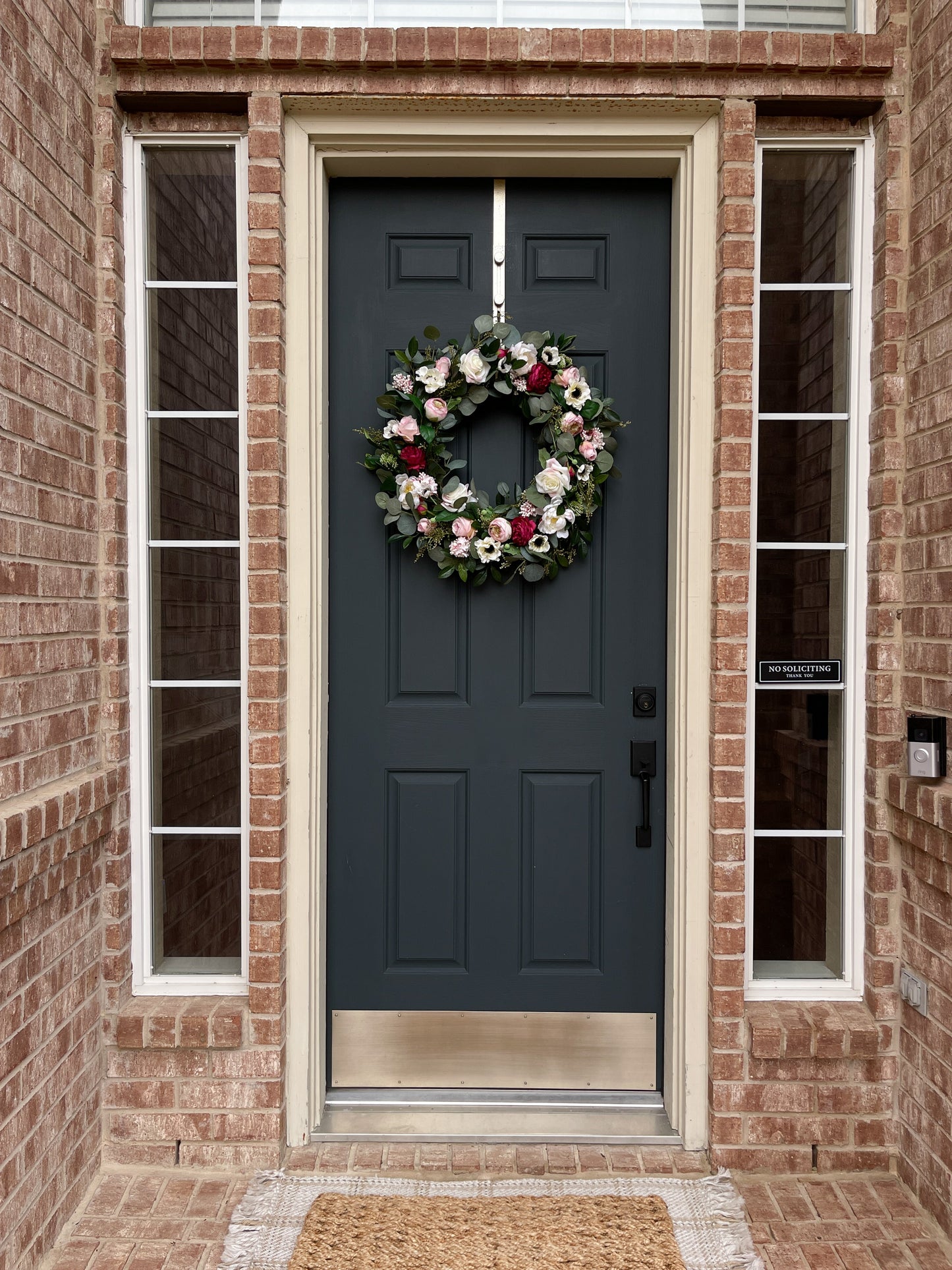 Pink Peony Wreath with Cream Roses & Eucalyptus