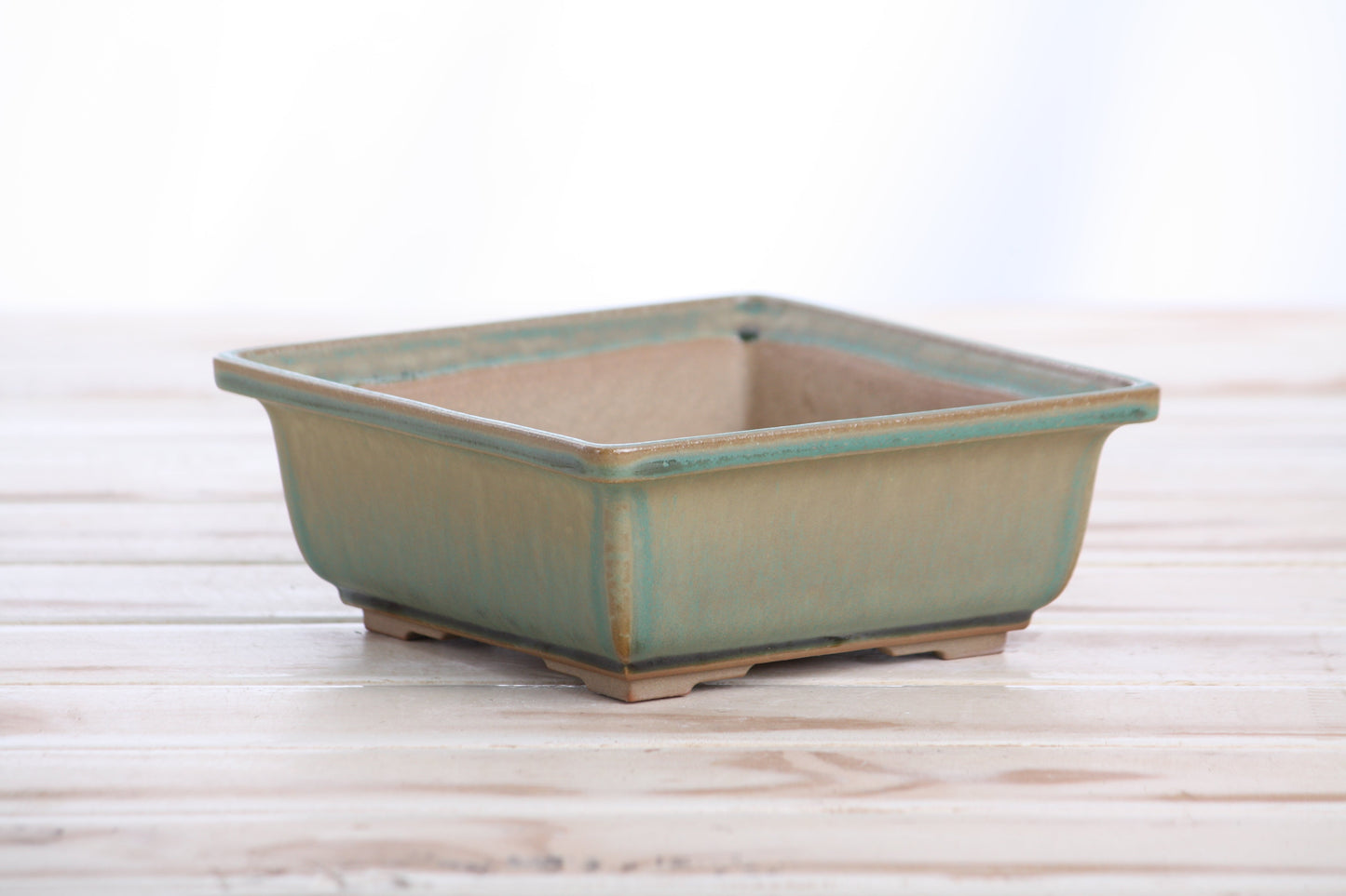 Willow Bonsai Ceramics Square Bonsai Pot 5.5 Inch – Low‑Profile Square Ceramic Bonsai & Succulent Planter with Accentuated Rim, High‑Fired Frost‑Proof Stoneware, Handmade in USA (Speckled Moss)