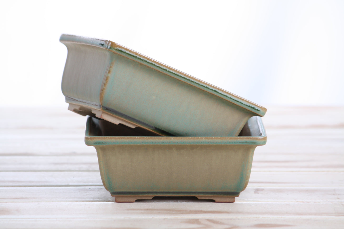 Willow Bonsai Ceramics Square Bonsai Pot 5.5 Inch – Low‑Profile Square Ceramic Bonsai & Succulent Planter with Accentuated Rim, High‑Fired Frost‑Proof Stoneware, Handmade in USA (Speckled Moss)