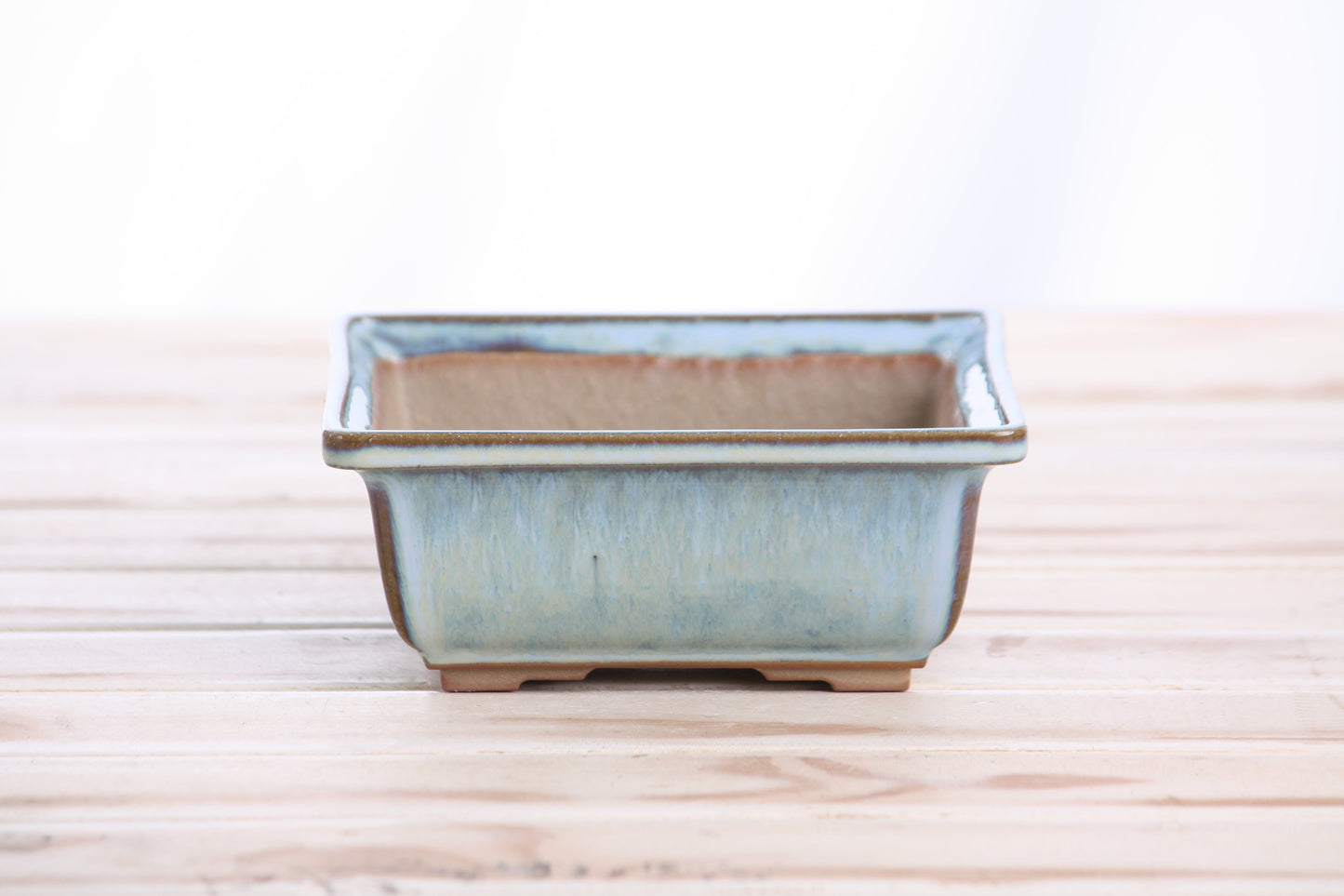 Willow Bonsai Ceramics Square Bonsai Pot 5.5 Inch – Low‑Profile Square Ceramic Bonsai & Succulent Planter with Accentuated Rim, High‑Fired Frost‑Proof Stoneware, Handmade in USA (Glacier)