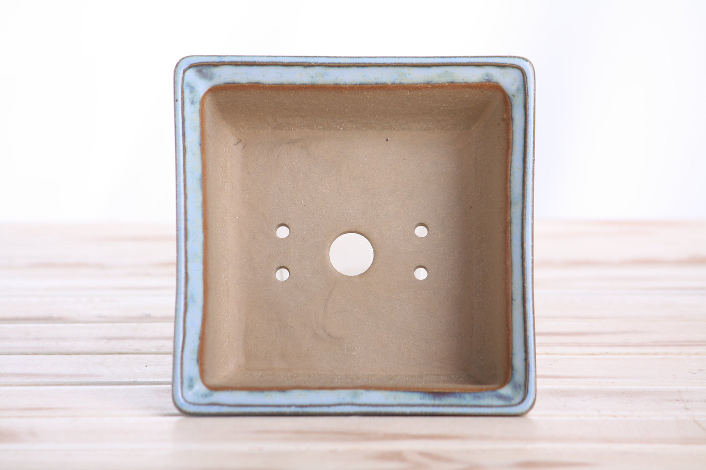 Willow Bonsai Ceramics Square Bonsai Pot 5.5 Inch – Low‑Profile Square Ceramic Bonsai & Succulent Planter with Accentuated Rim, High‑Fired Frost‑Proof Stoneware, Handmade in USA (Glacier)