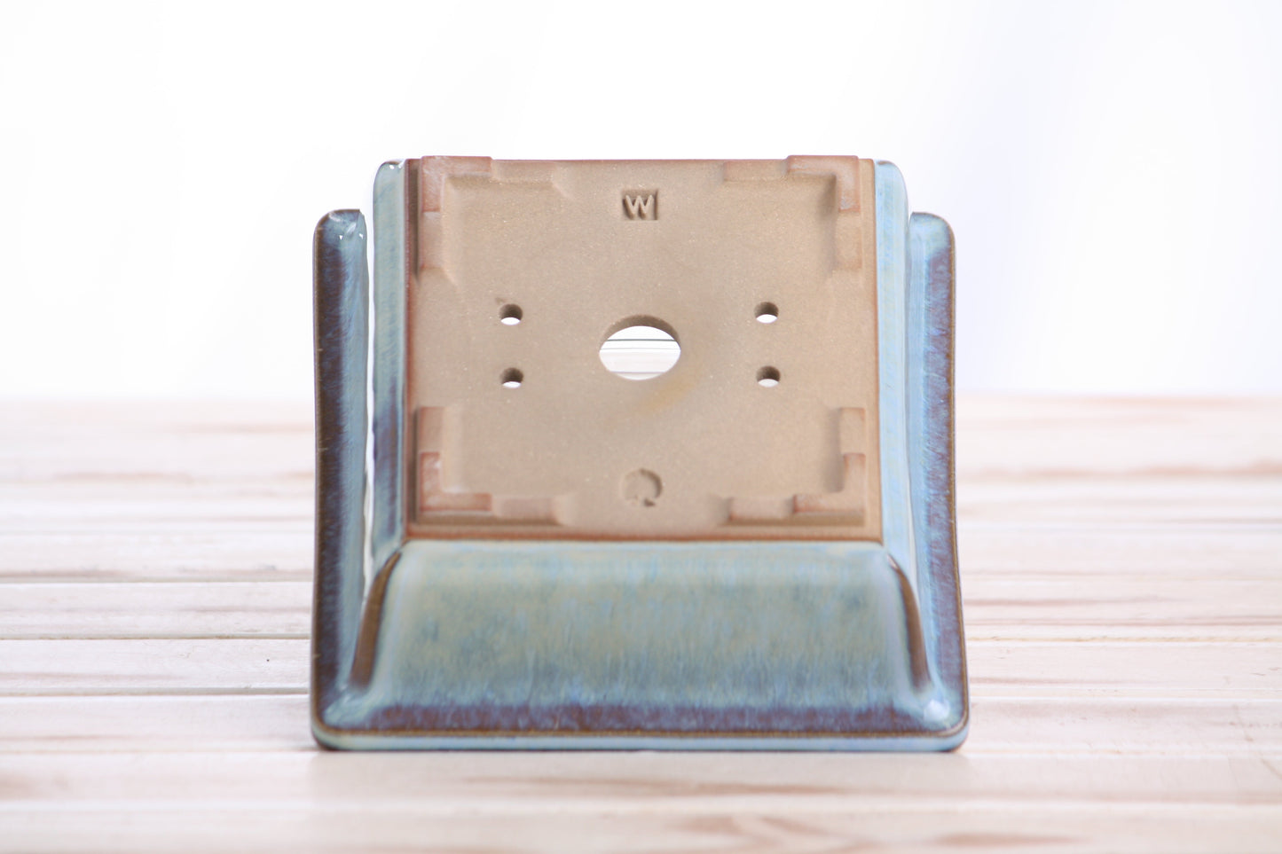 Willow Bonsai Ceramics Square Bonsai Pot 5.5 Inch – Low‑Profile Square Ceramic Bonsai & Succulent Planter with Accentuated Rim, High‑Fired Frost‑Proof Stoneware, Handmade in USA (Glacier)