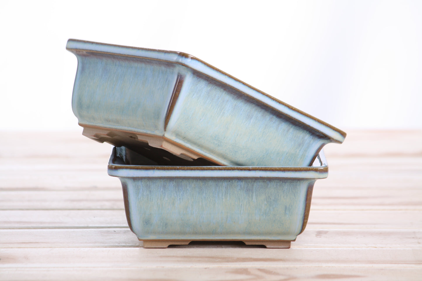 Willow Bonsai Ceramics Square Bonsai Pot 5.5 Inch – Low‑Profile Square Ceramic Bonsai & Succulent Planter with Accentuated Rim, High‑Fired Frost‑Proof Stoneware, Handmade in USA (Glacier)
