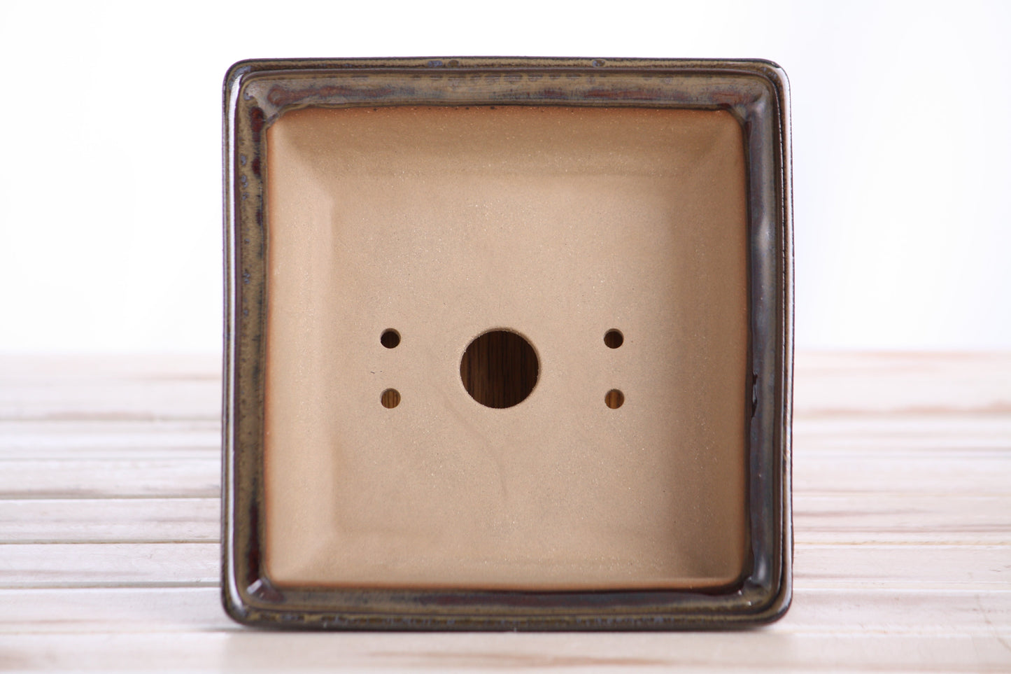 Willow Bonsai Ceramics Square Bonsai Pot 6 Inch – Low‑Profile Square Ceramic Bonsai & Succulent Planter with Accentuated Rim, High‑Fired Frost‑Proof Stoneware, Handmade in USA (Dark Honey)