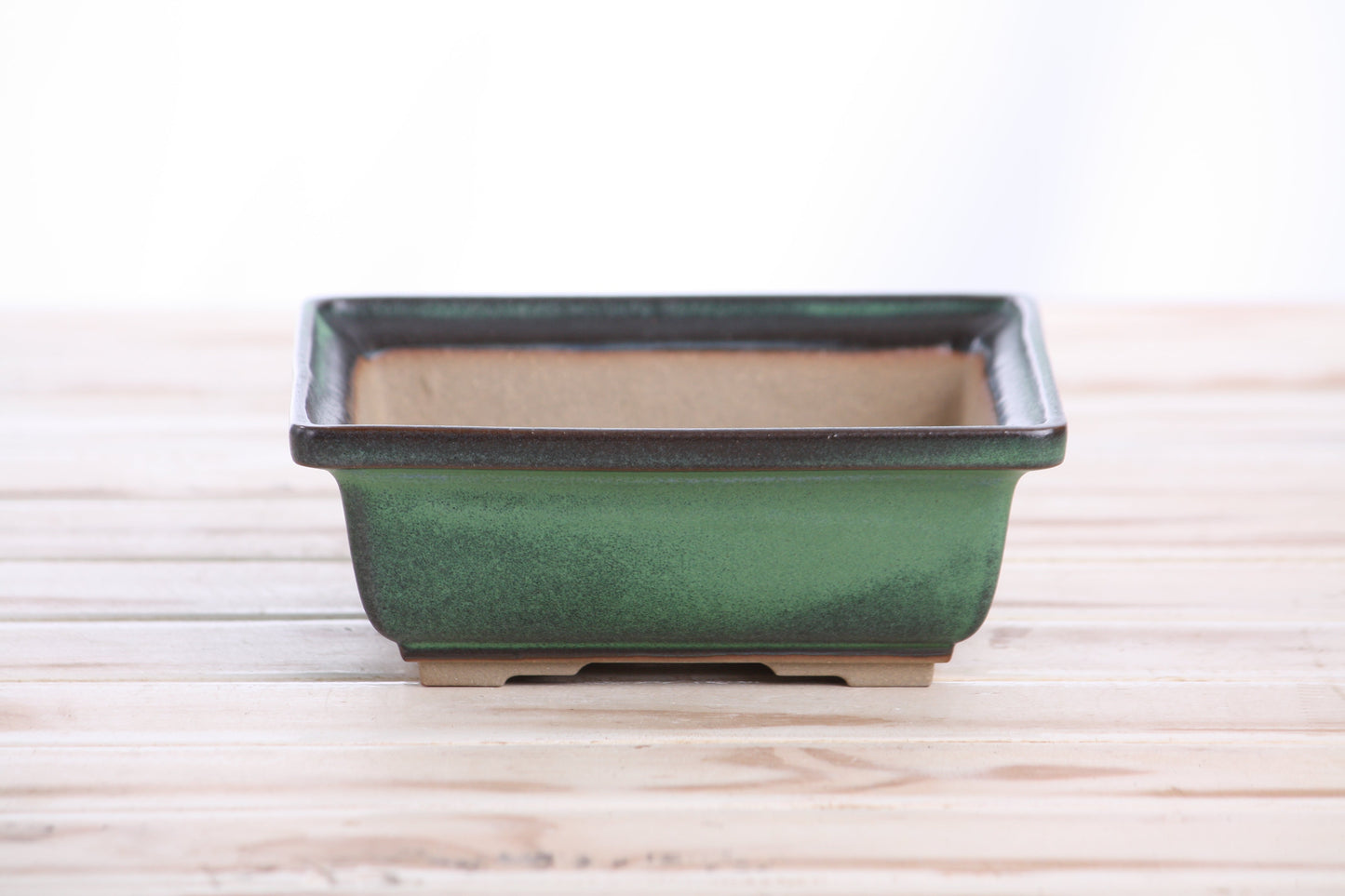 Willow Bonsai Ceramics Square Bonsai Pot 6 Inch – Low‑Profile Square Ceramic Bonsai & Succulent Planter with Accentuated Rim, High‑Fired Frost‑Proof Stoneware, Handmade in USA (Avocado)