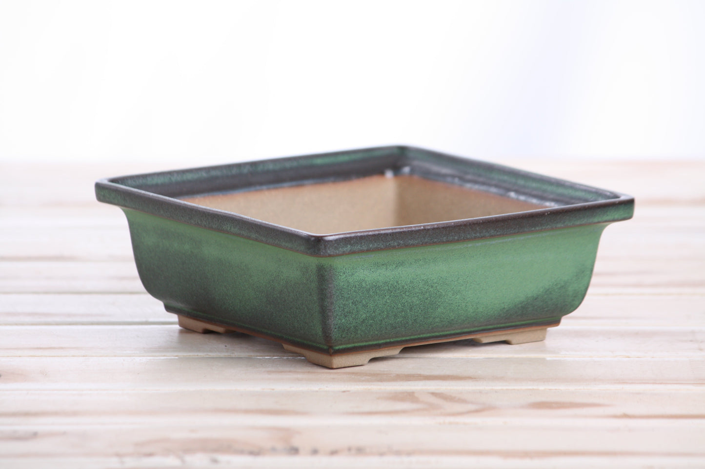 Willow Bonsai Ceramics Square Bonsai Pot 6 Inch – Low‑Profile Square Ceramic Bonsai & Succulent Planter with Accentuated Rim, High‑Fired Frost‑Proof Stoneware, Handmade in USA (Avocado)