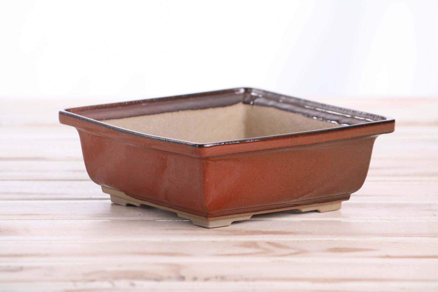 Willow Bonsai Ceramics Square Bonsai Pot 6 Inch – Low‑Profile Square Ceramic Bonsai & Succulent Planter with Accentuated Rim, High‑Fired Frost‑Proof Stoneware, Handmade in USA (Sunset)