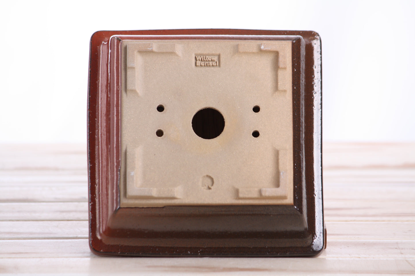 Willow Bonsai Ceramics Square Bonsai Pot 6 Inch – Low‑Profile Square Ceramic Bonsai & Succulent Planter with Accentuated Rim, High‑Fired Frost‑Proof Stoneware, Handmade in USA (Sunset)