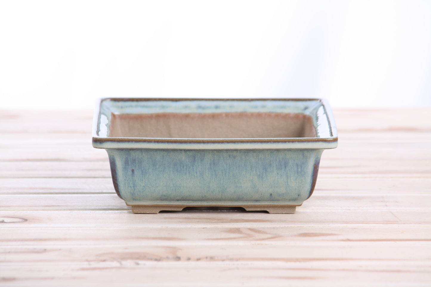 Willow Bonsai Ceramics Square Bonsai Pot 7 Inch – Low‑Profile Square Ceramic Bonsai & Succulent Planter with Accentuated Rim, High‑Fired Frost‑Proof Stoneware, Handmade in USA (Glacier)