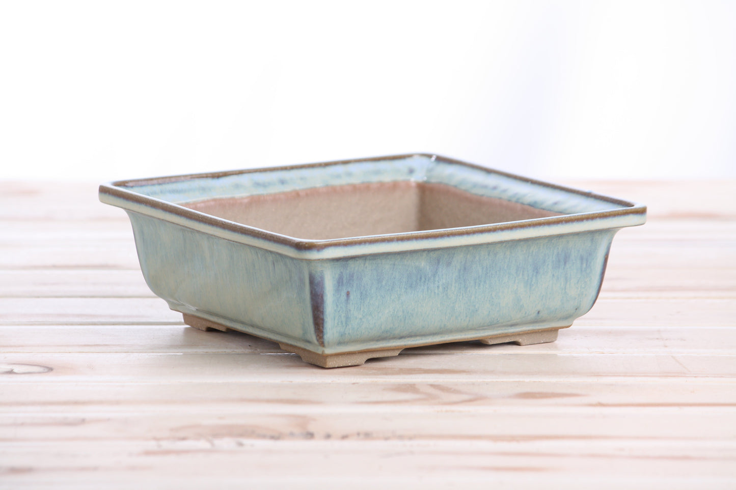 Willow Bonsai Ceramics Square Bonsai Pot 7 Inch – Low‑Profile Square Ceramic Bonsai & Succulent Planter with Accentuated Rim, High‑Fired Frost‑Proof Stoneware, Handmade in USA (Glacier)