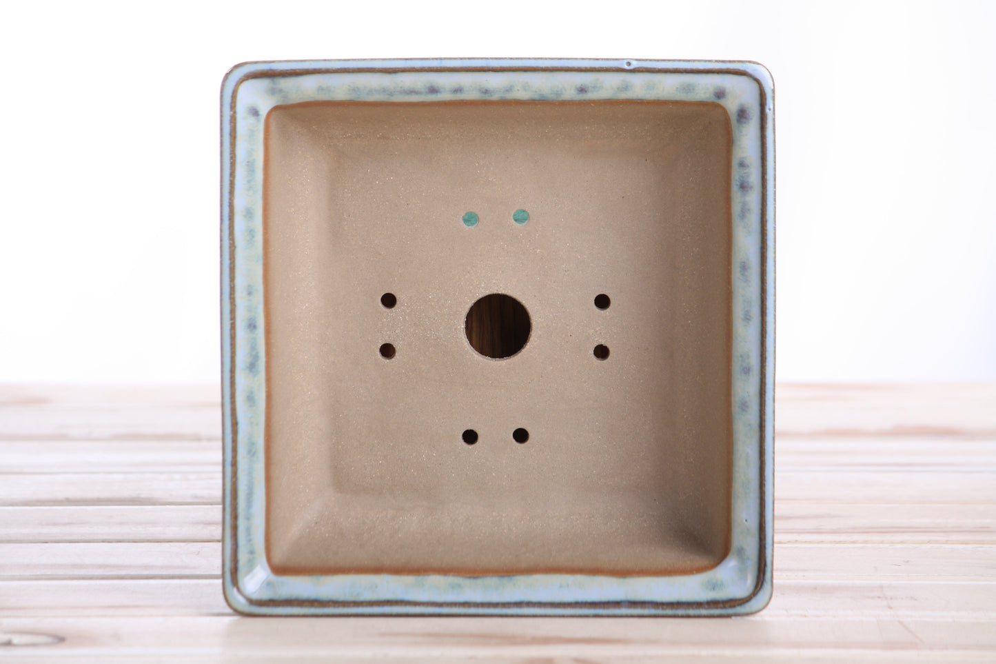 Willow Bonsai Ceramics Square Bonsai Pot 7 Inch – Low‑Profile Square Ceramic Bonsai & Succulent Planter with Accentuated Rim, High‑Fired Frost‑Proof Stoneware, Handmade in USA (Glacier)