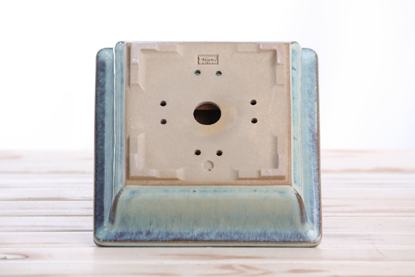 Willow Bonsai Ceramics Square Bonsai Pot 7 Inch – Low‑Profile Square Ceramic Bonsai & Succulent Planter with Accentuated Rim, High‑Fired Frost‑Proof Stoneware, Handmade in USA (Glacier)