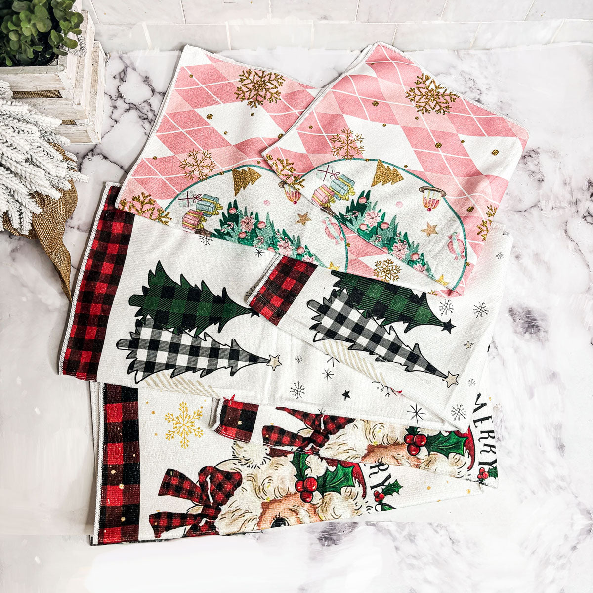 Trees & Gingham Towel