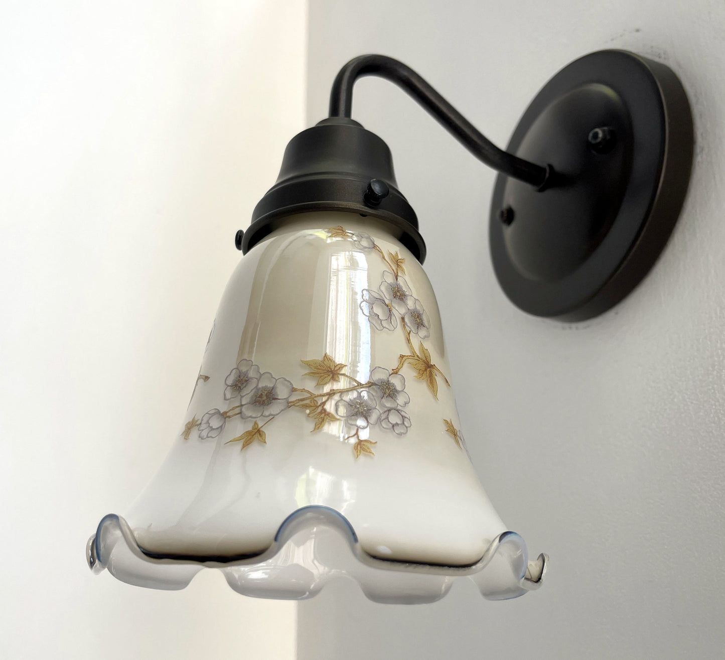 Antique PRINTED FLORAL 1960's Wall Sconce Lighting