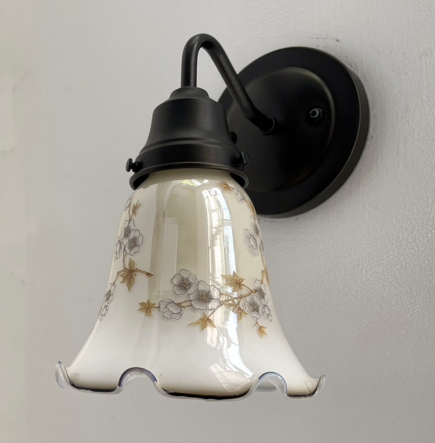 Antique PRINTED FLORAL 1960's Wall Sconce Lighting