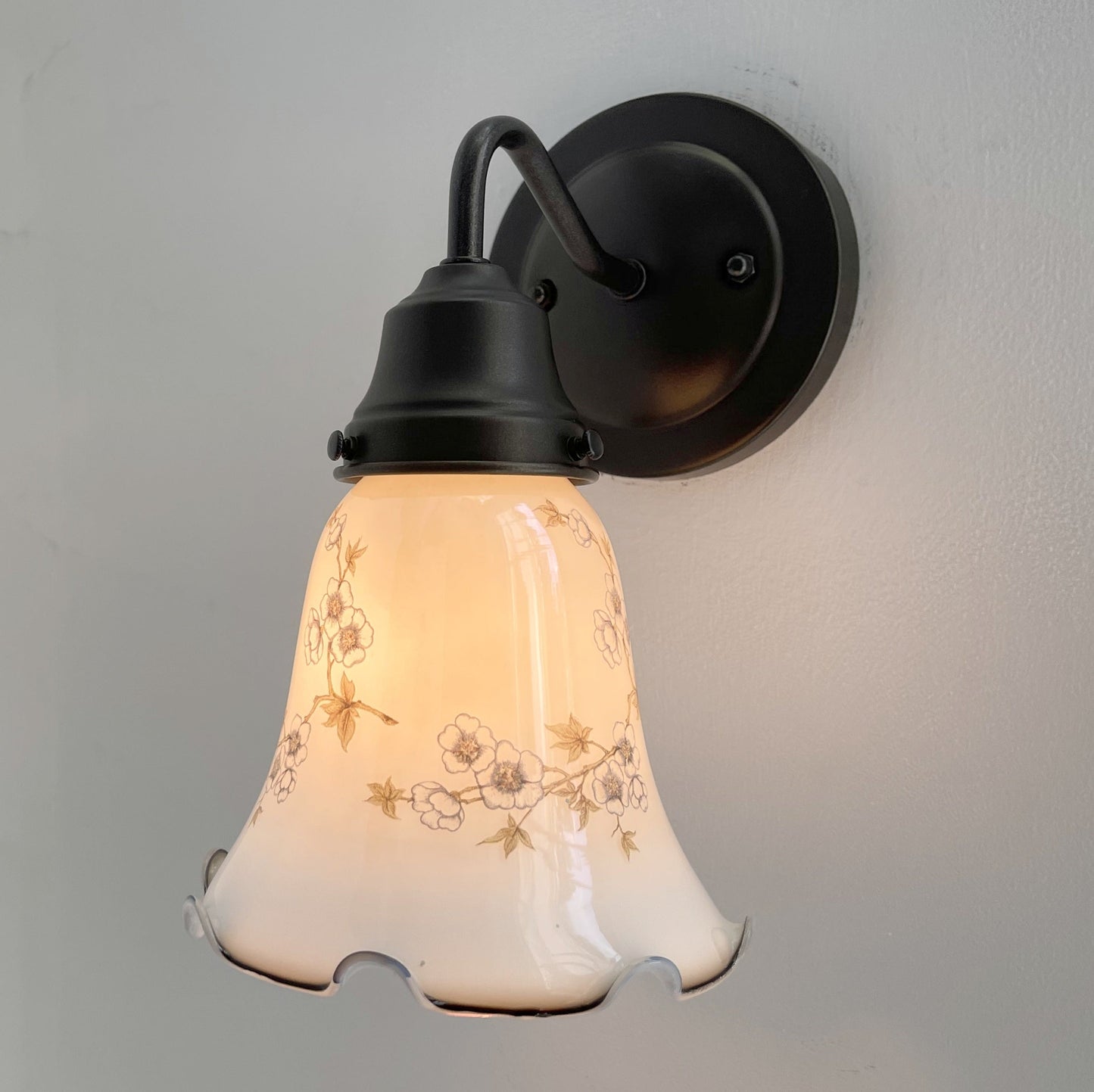 Antique PRINTED FLORAL 1960's Wall Sconce Lighting