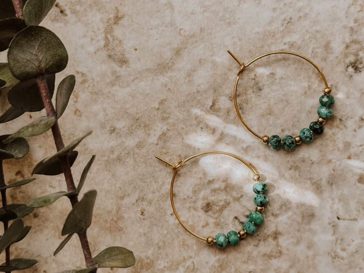 Beautiful Turquoise Stone Hoop Earrings