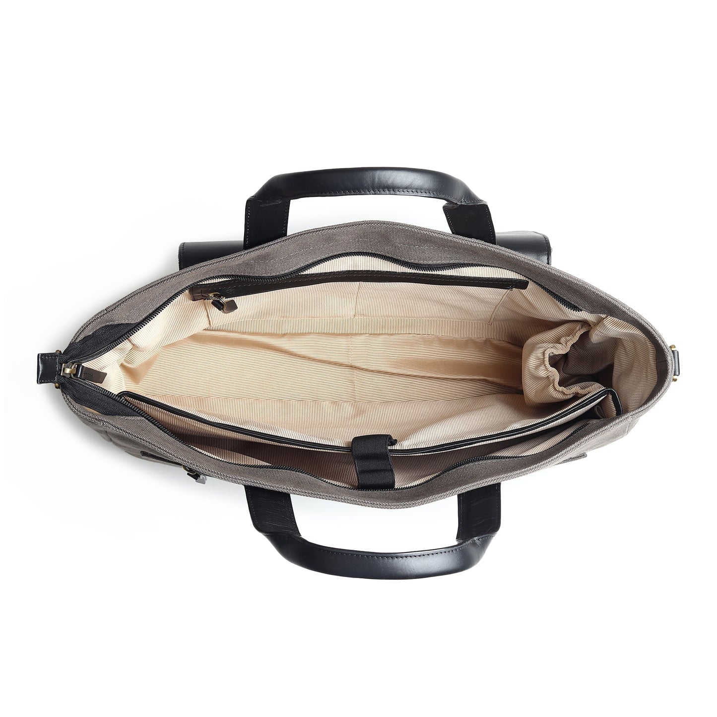 Voyager Canvas Leather Briefcase, Gray