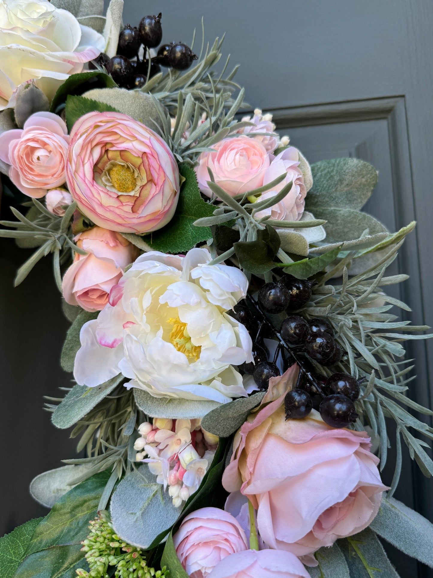 Pink Peony, Rose & Ranunculus Wreath