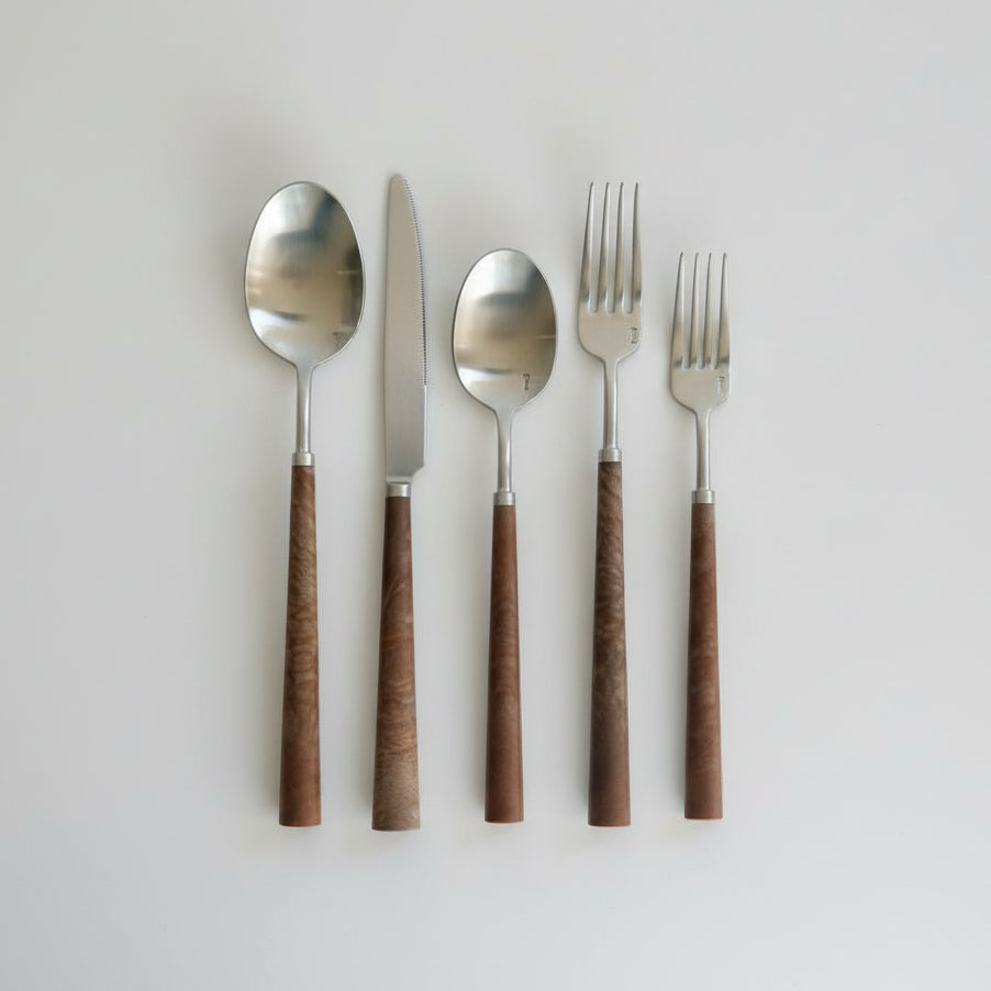 BURLED RESIN FLATWARE SET