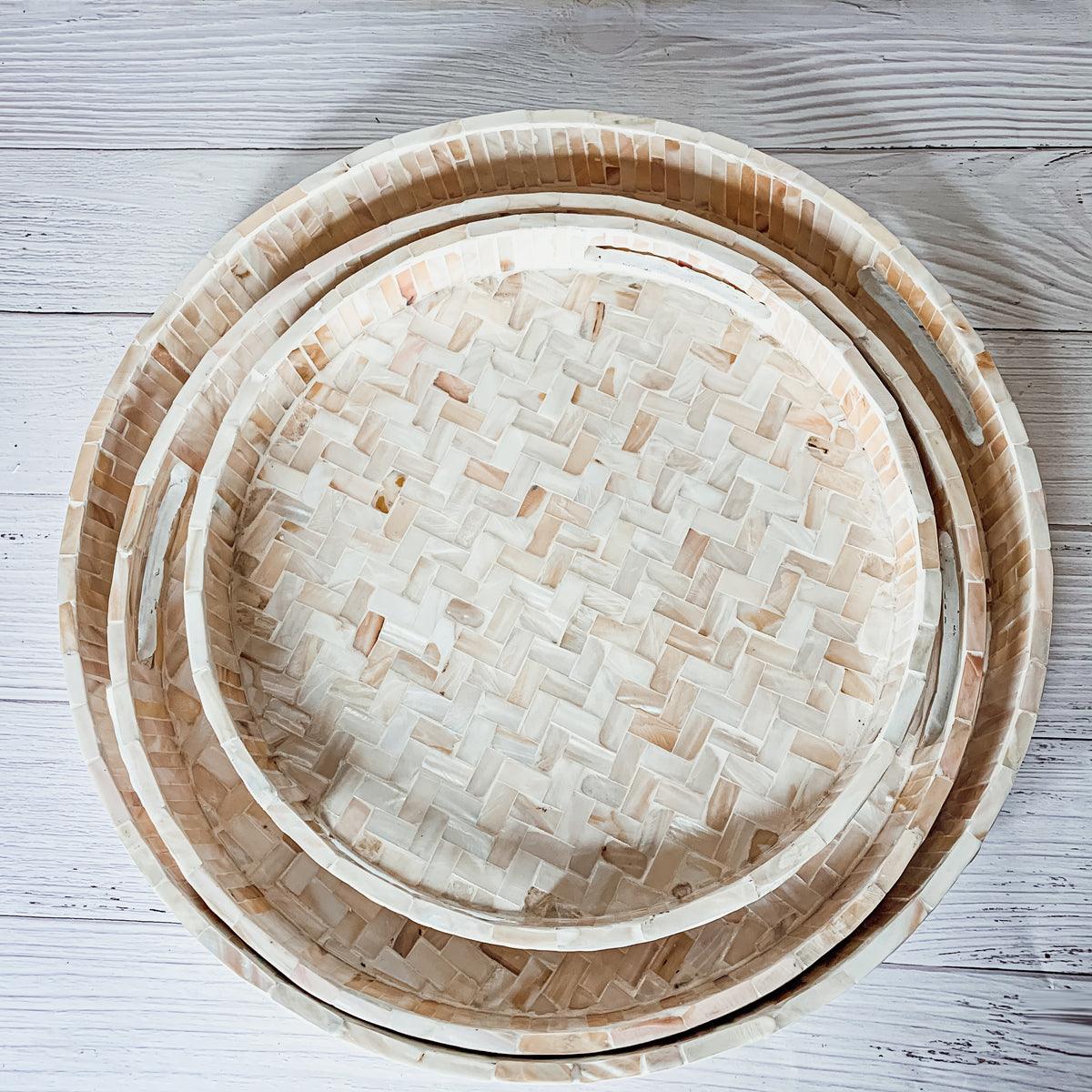Cream Herringbone Lacquerware Tray