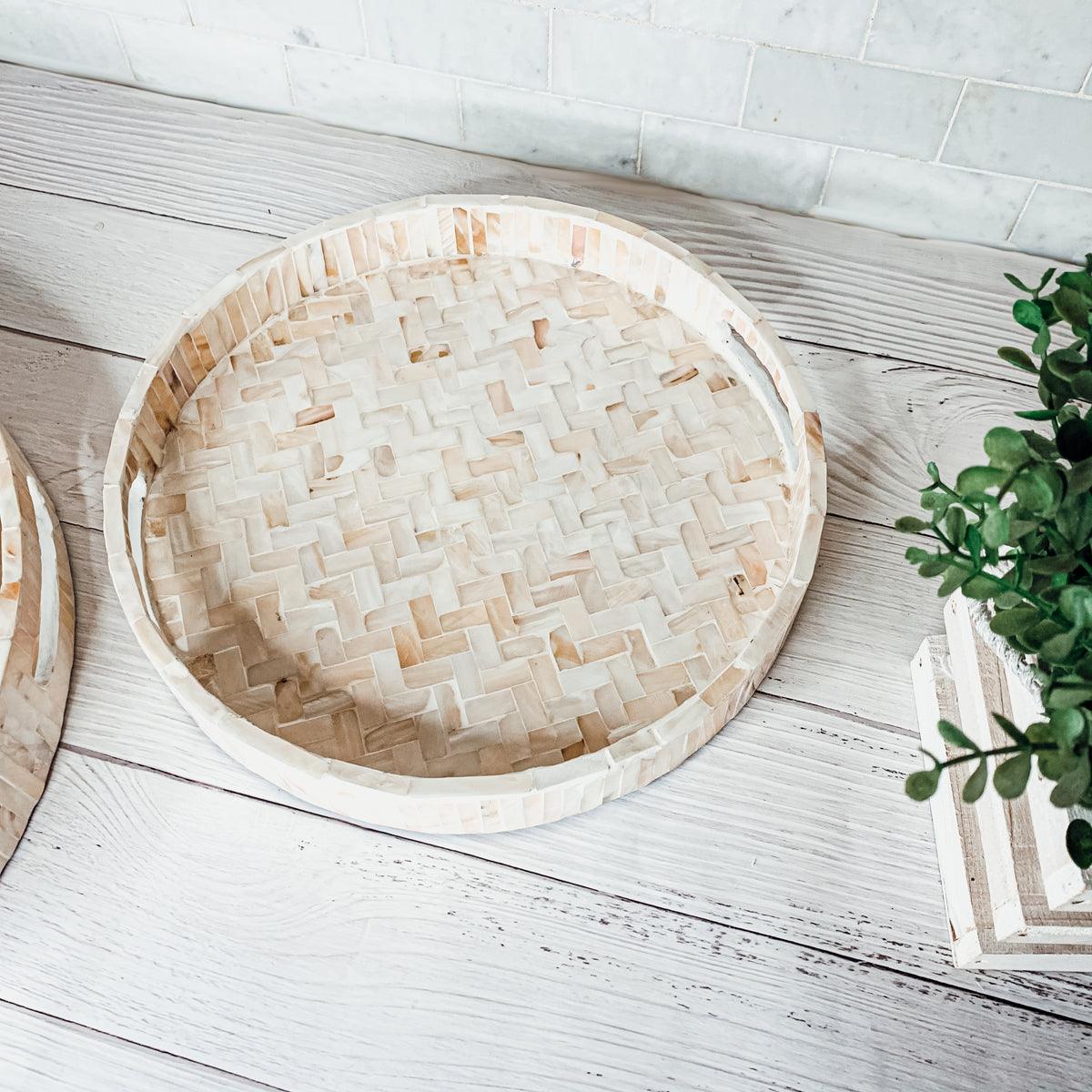 Cream Herringbone Lacquerware Tray