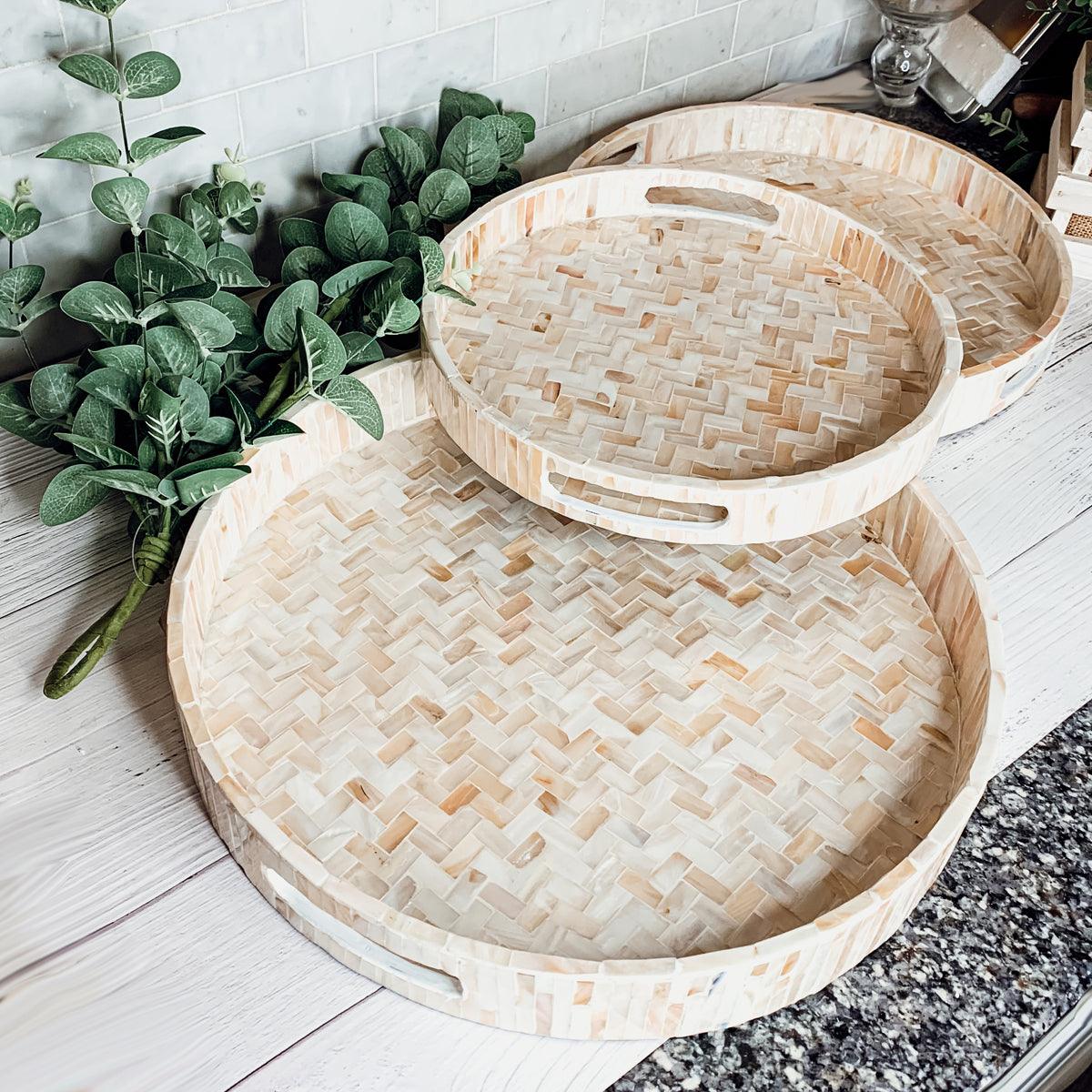 Cream Herringbone Lacquerware Tray