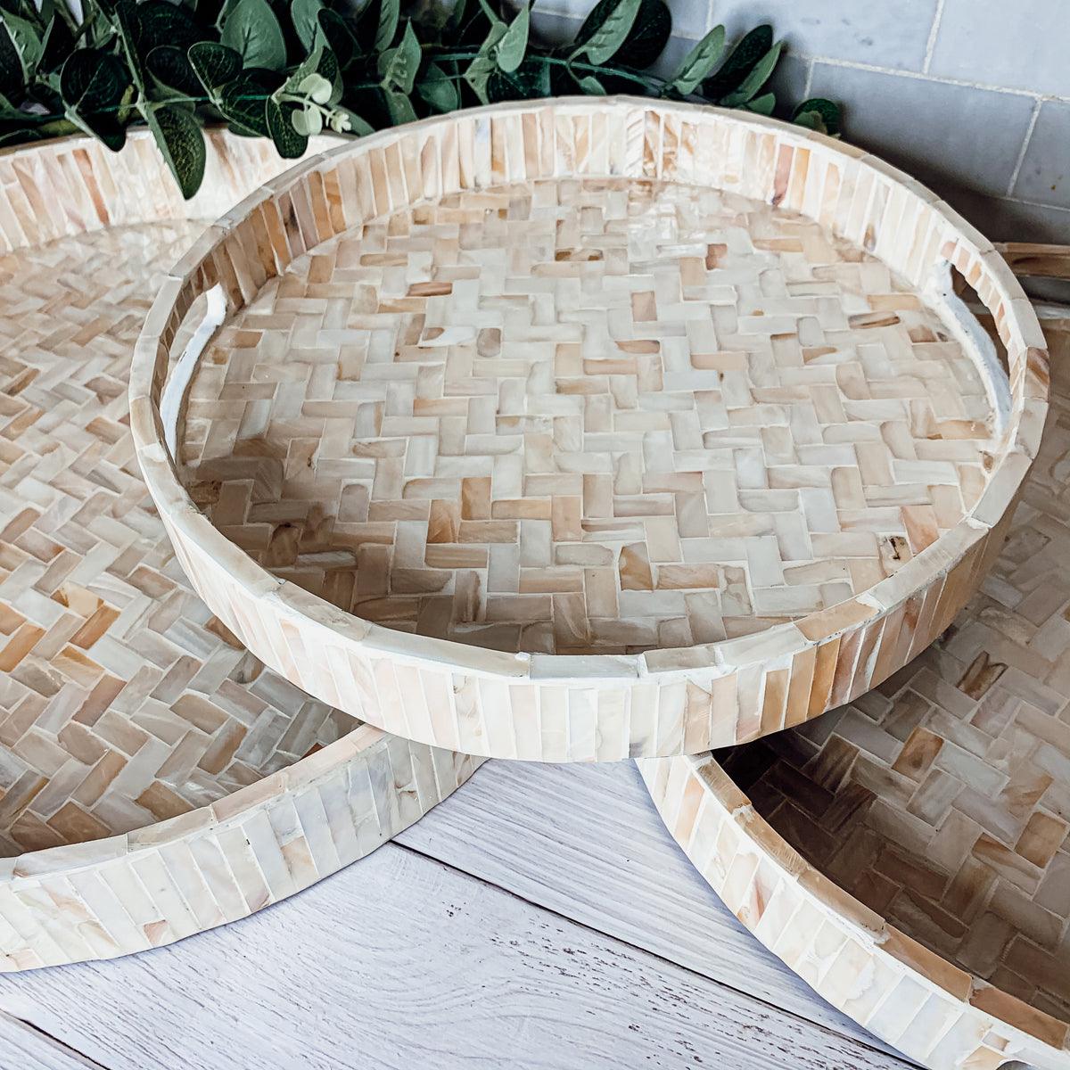 Cream Herringbone Lacquerware Tray