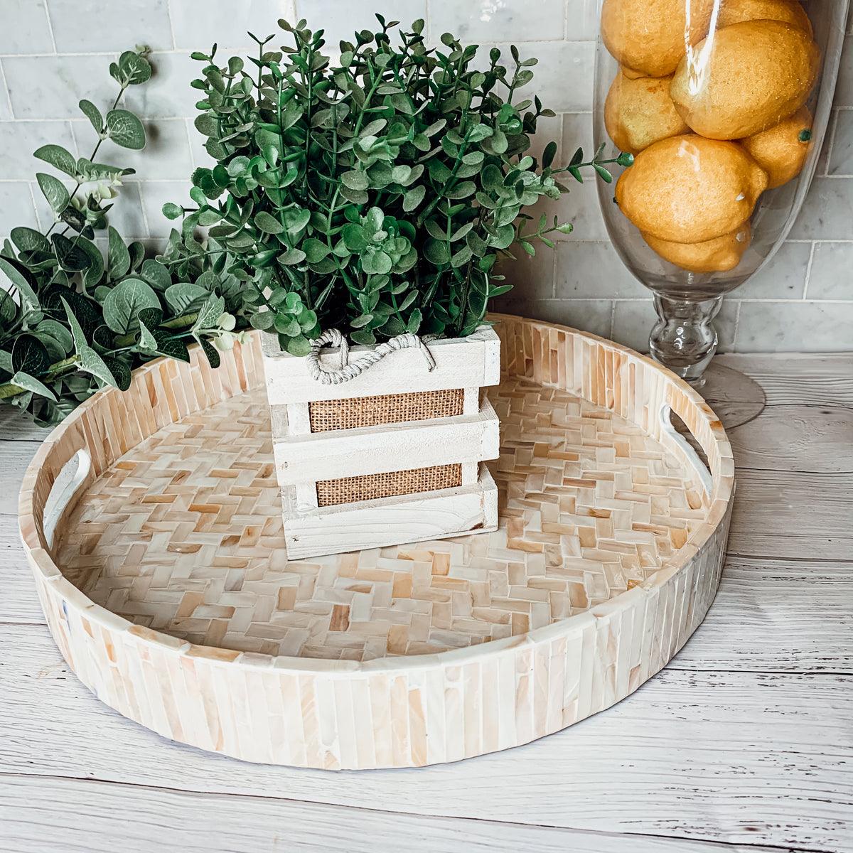 Cream Herringbone Lacquerware Tray