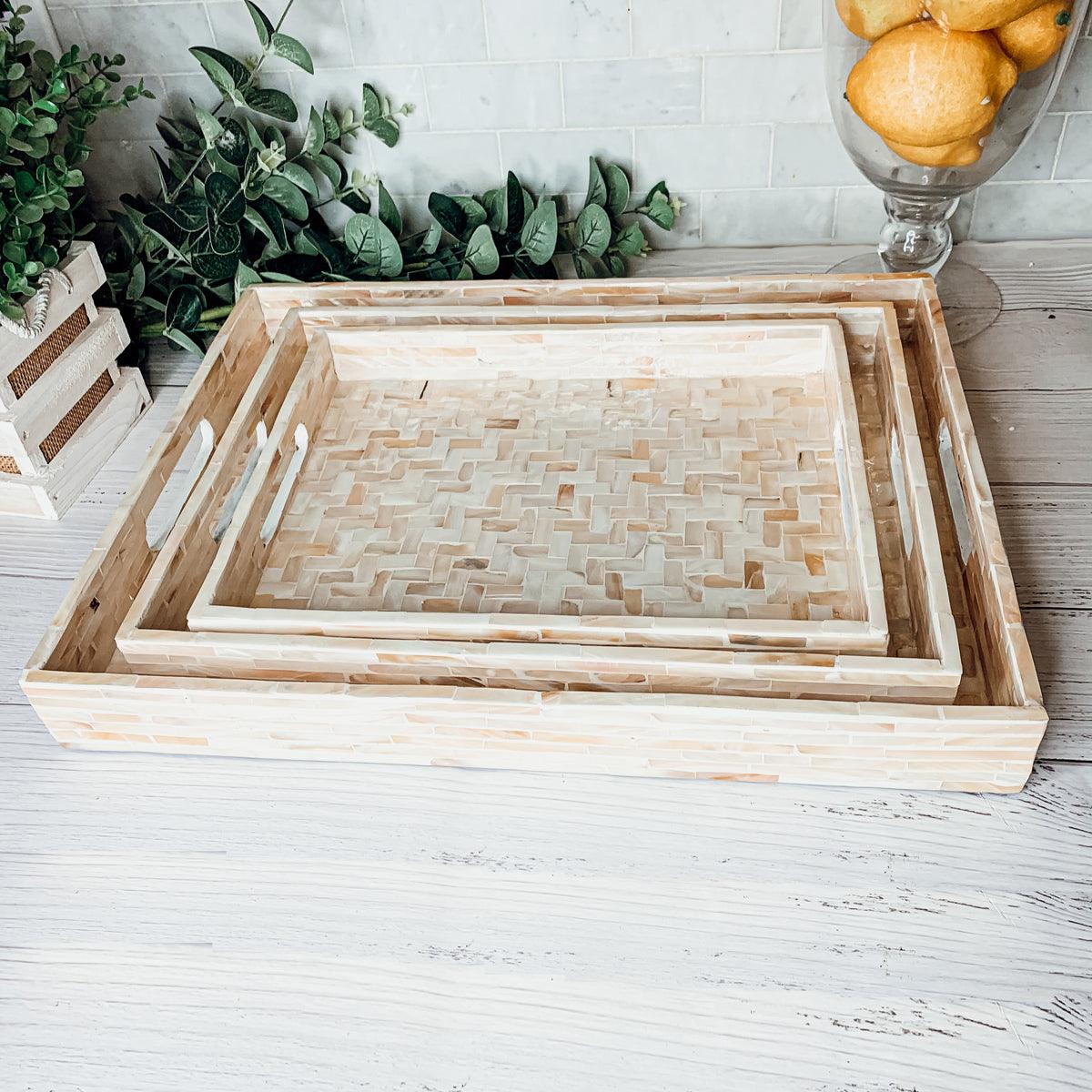 Cream Herringbone Lacquerware Tray