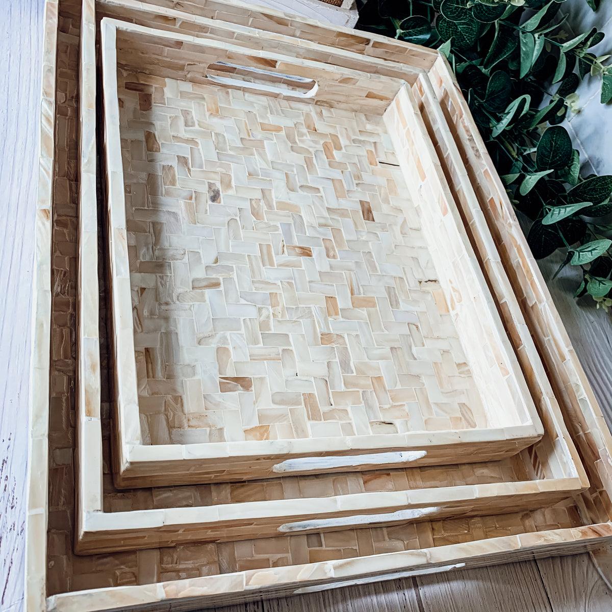 Cream Herringbone Lacquerware Tray