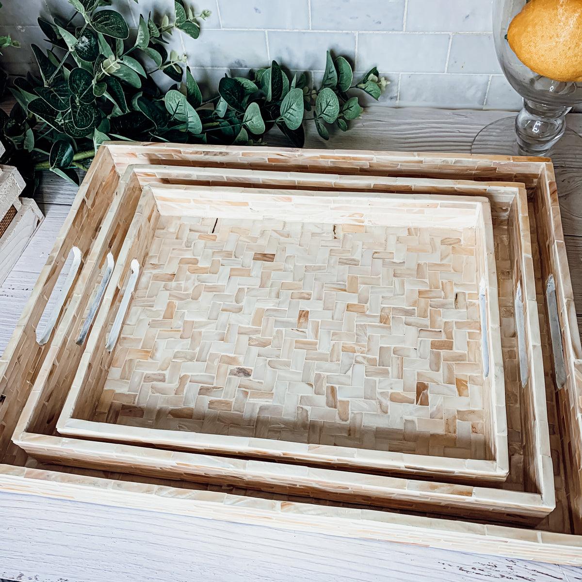 Cream Herringbone Lacquerware Tray