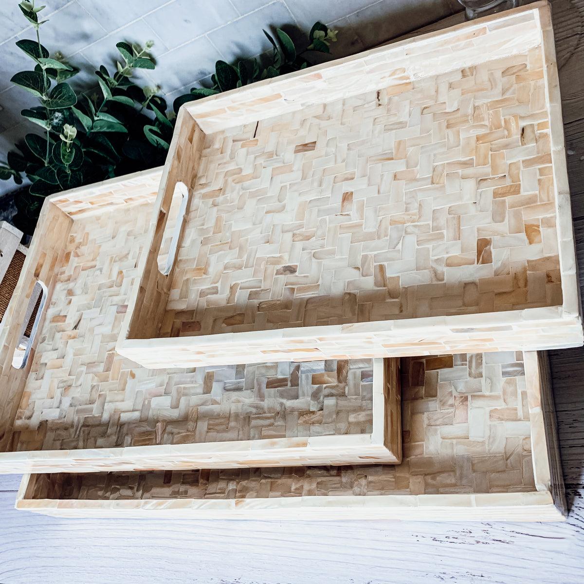 Cream Herringbone Lacquerware Tray