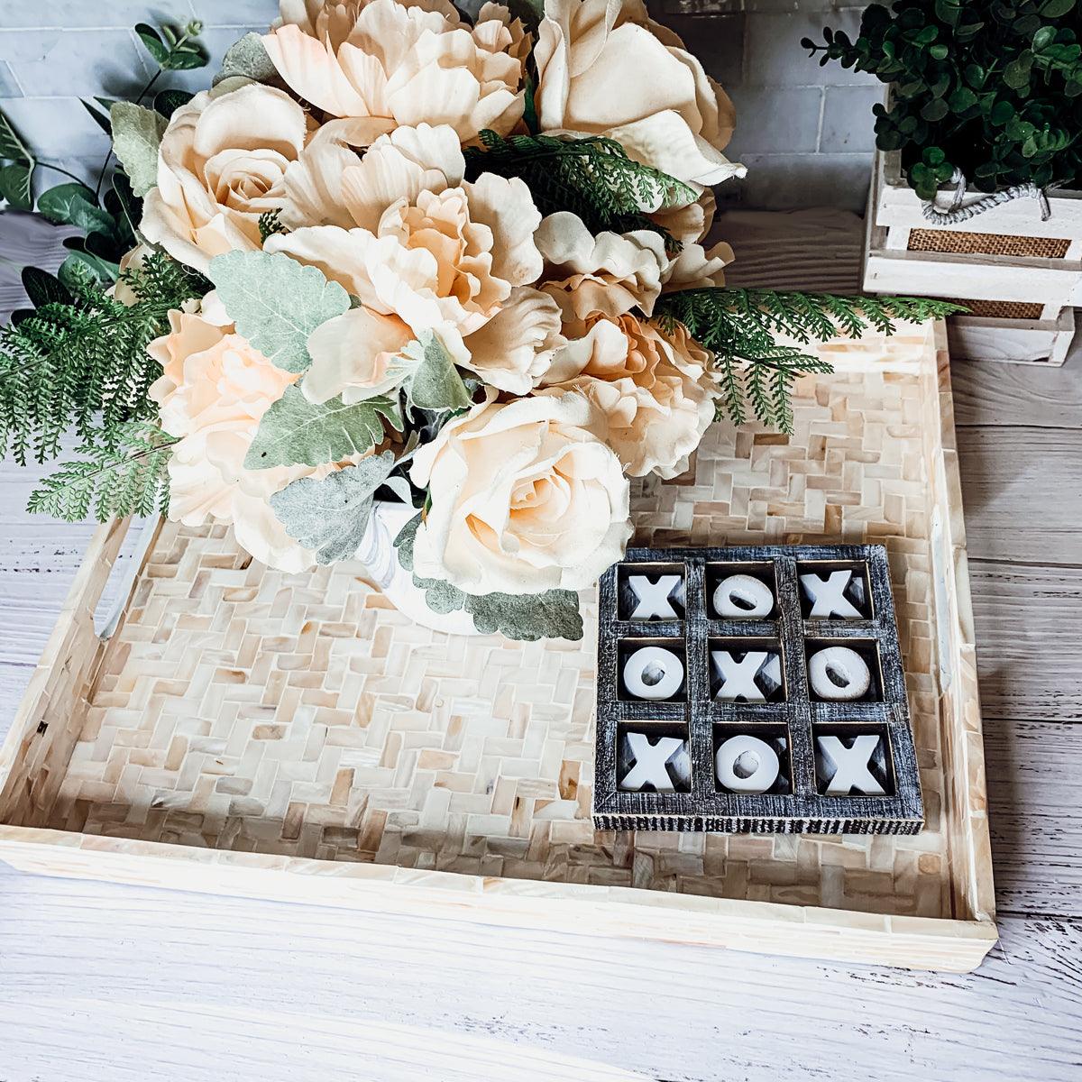 Cream Herringbone Lacquerware Tray