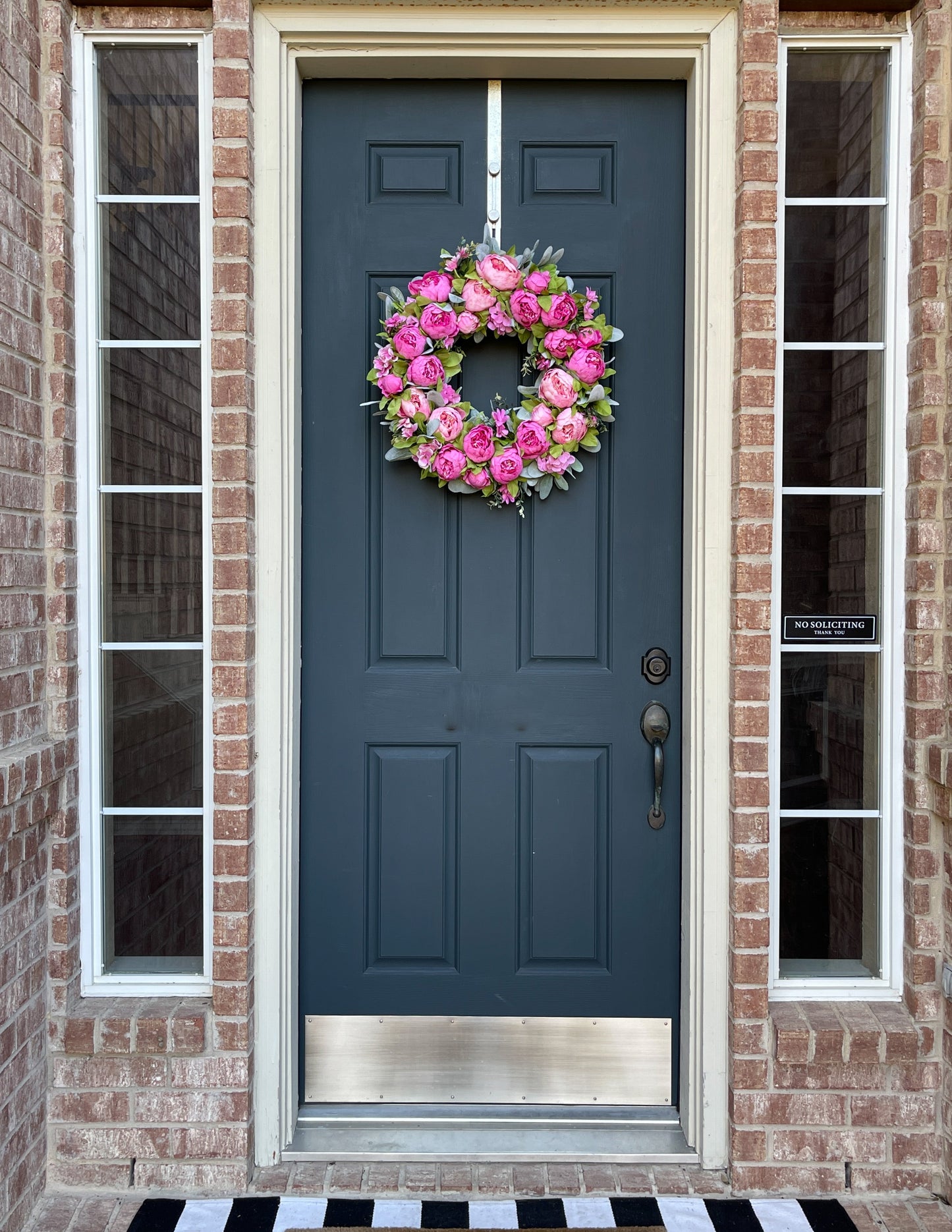Spring + Summer Pink Peony & Lambs Ear Wreath