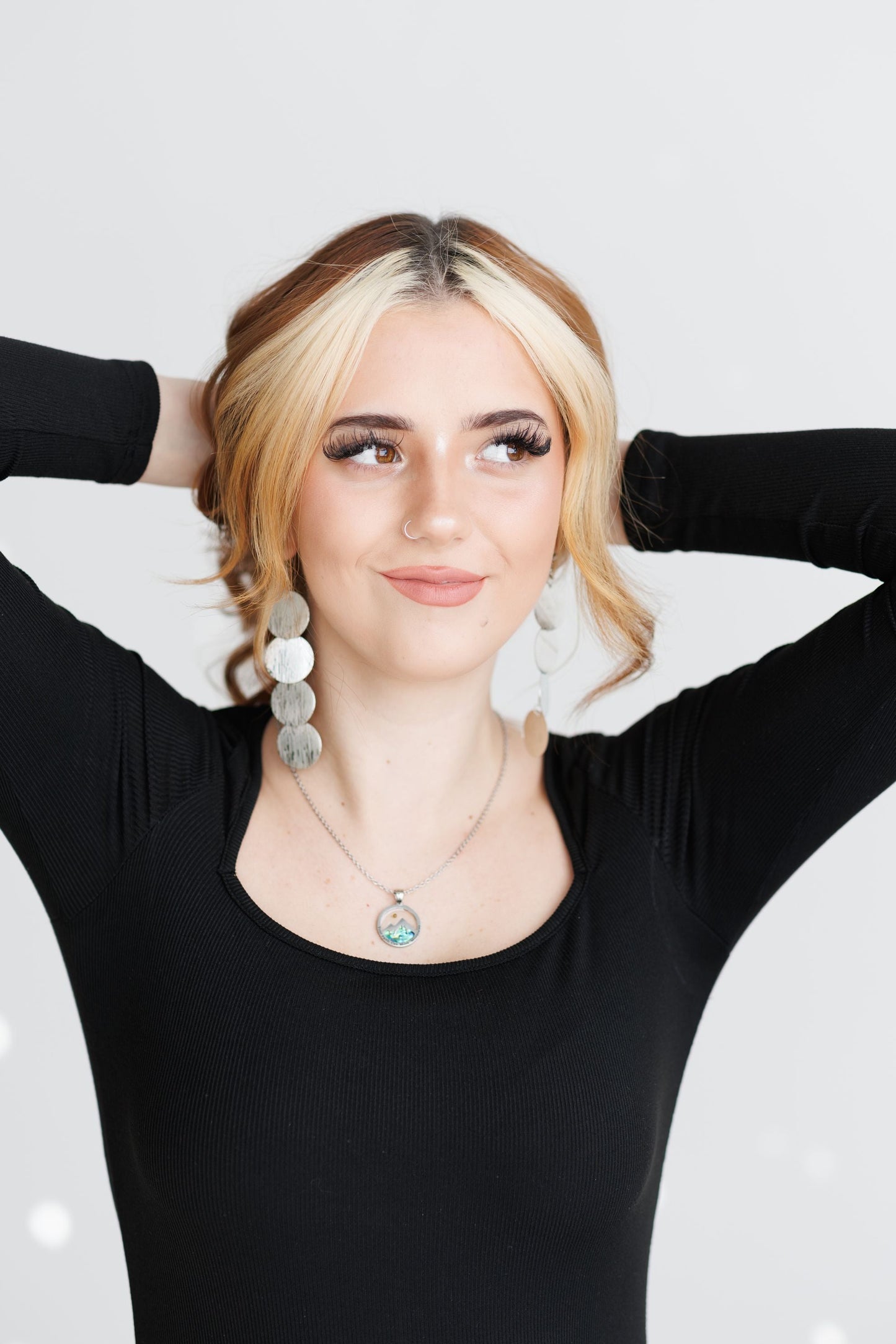 Beautiful Circular Silver Drop Earrings