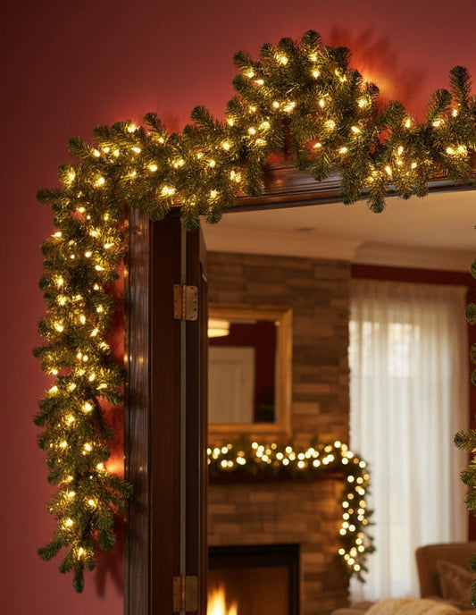 9' Glasgow Fir Garland w/ LED lights