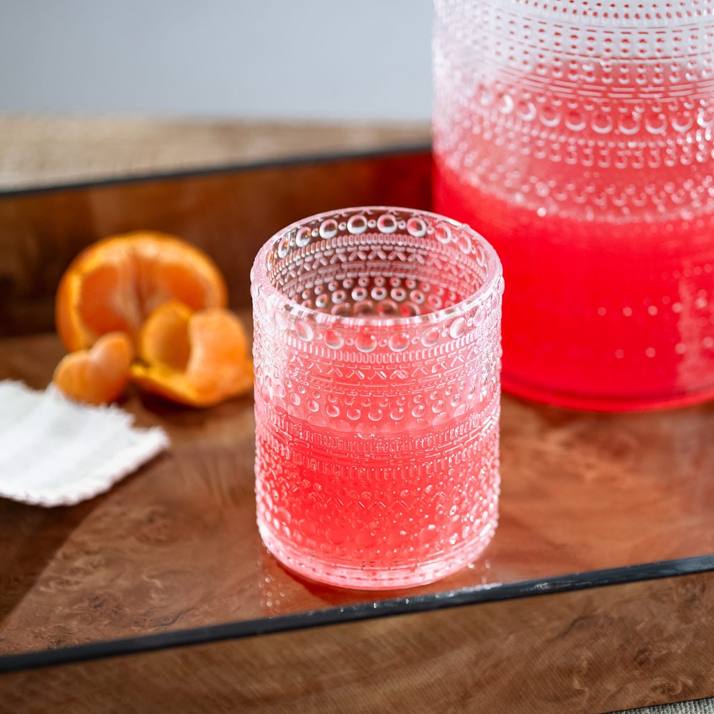 Short Clear Melamine Dot Drinking Glasses | Set of 4