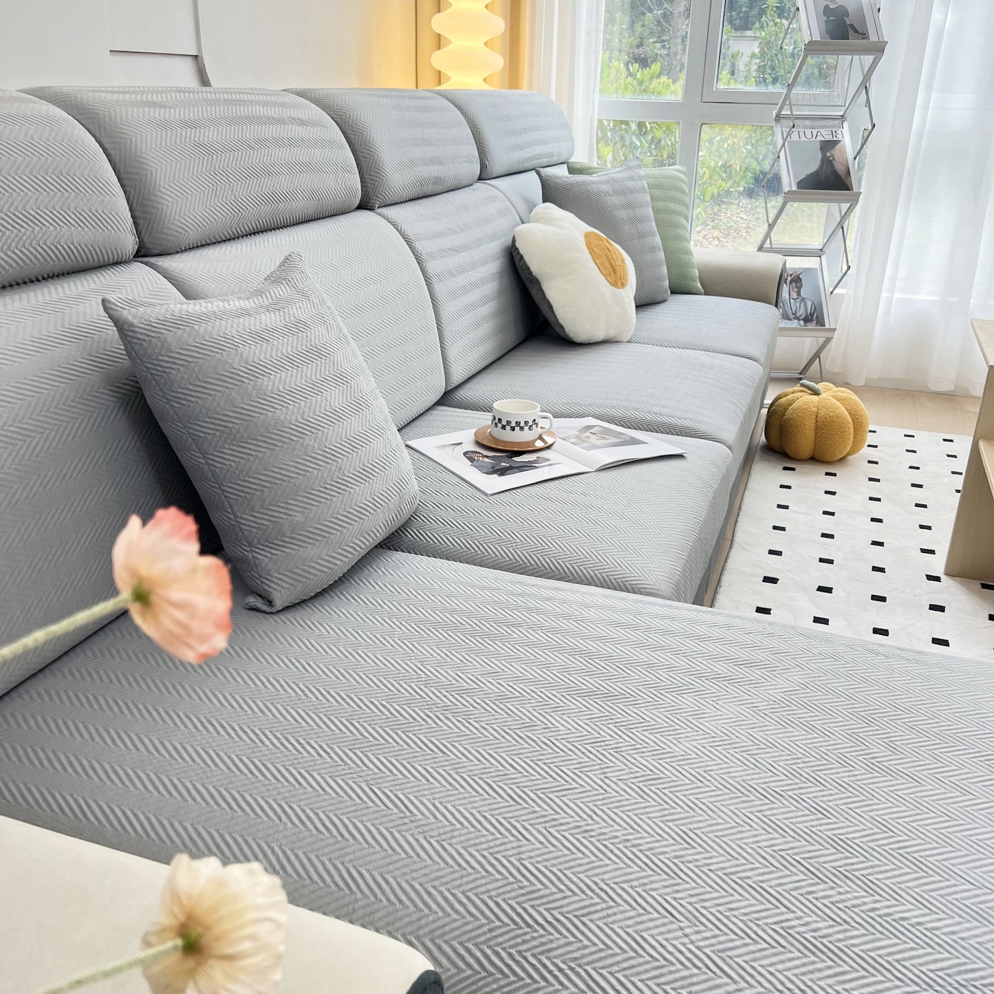 Cooling Stretchy Replacement Couch Cushion Covers for Sectional, Individual Couch Seat Cushion Covers